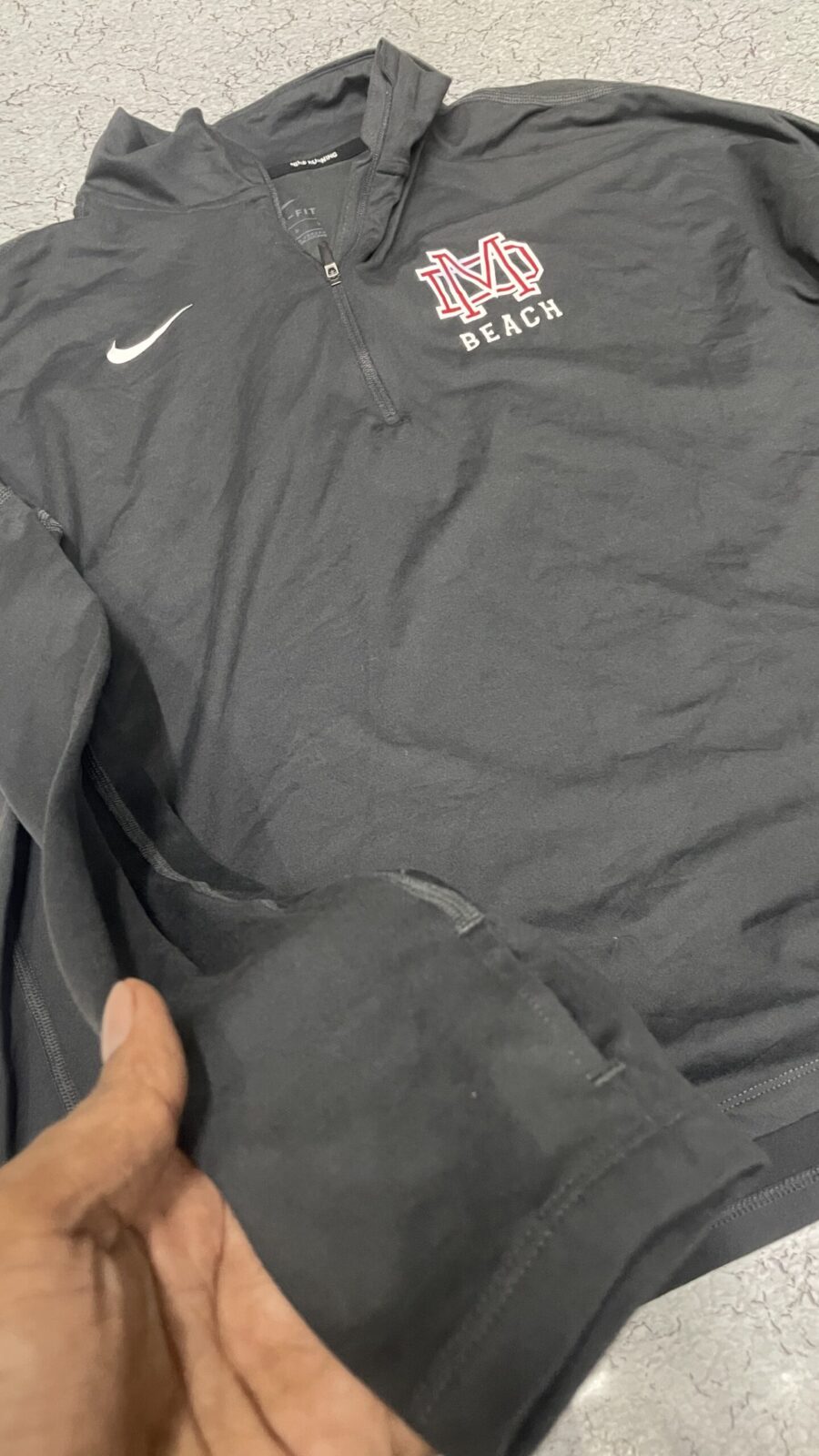 Nike Running Dri Fit half zip up tshirt full sleeve grey size L