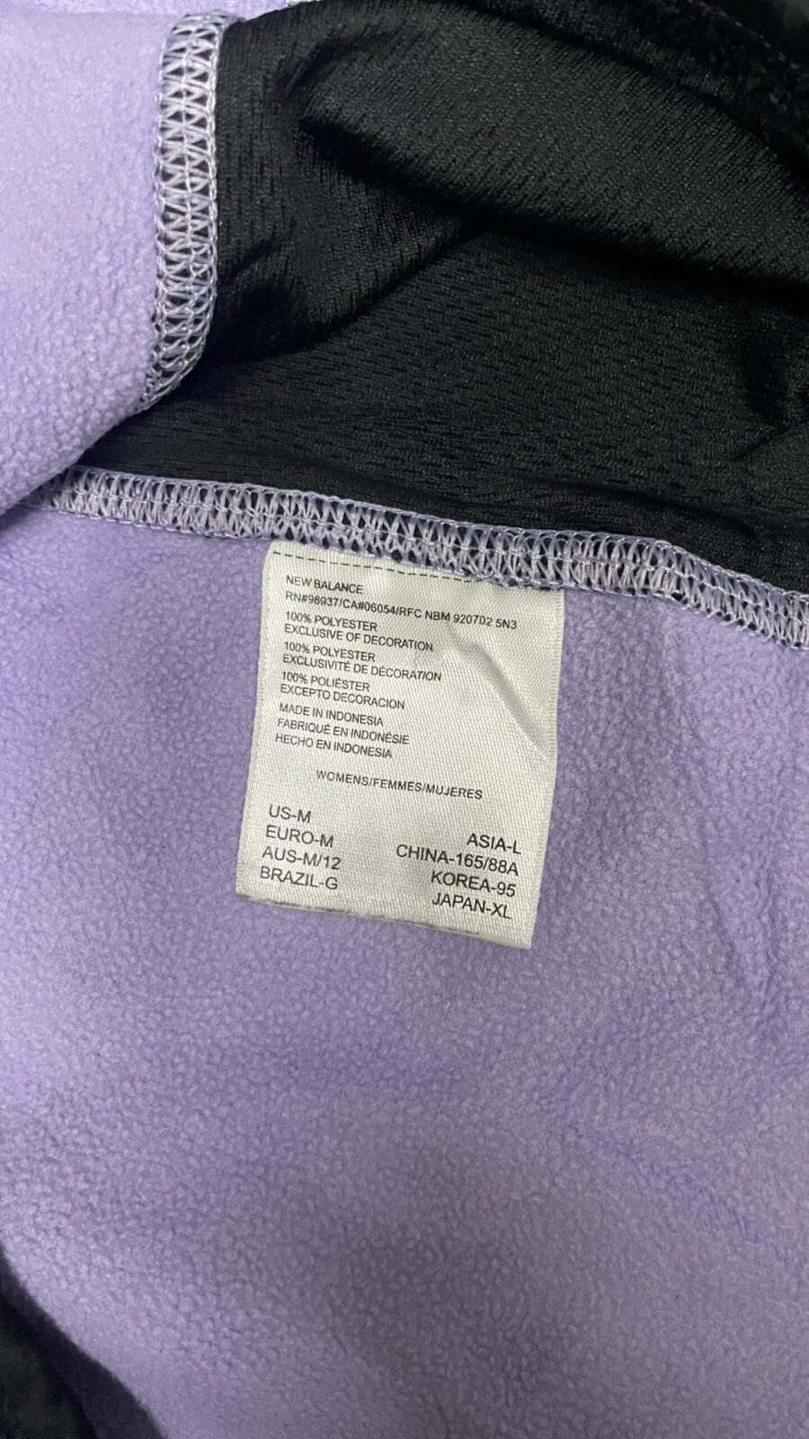 New Balance half zip up full sleeve tshirt purple size S