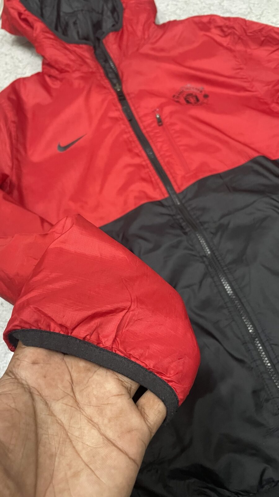Nike Manchester Hoodie reverse Jacket red black size XL