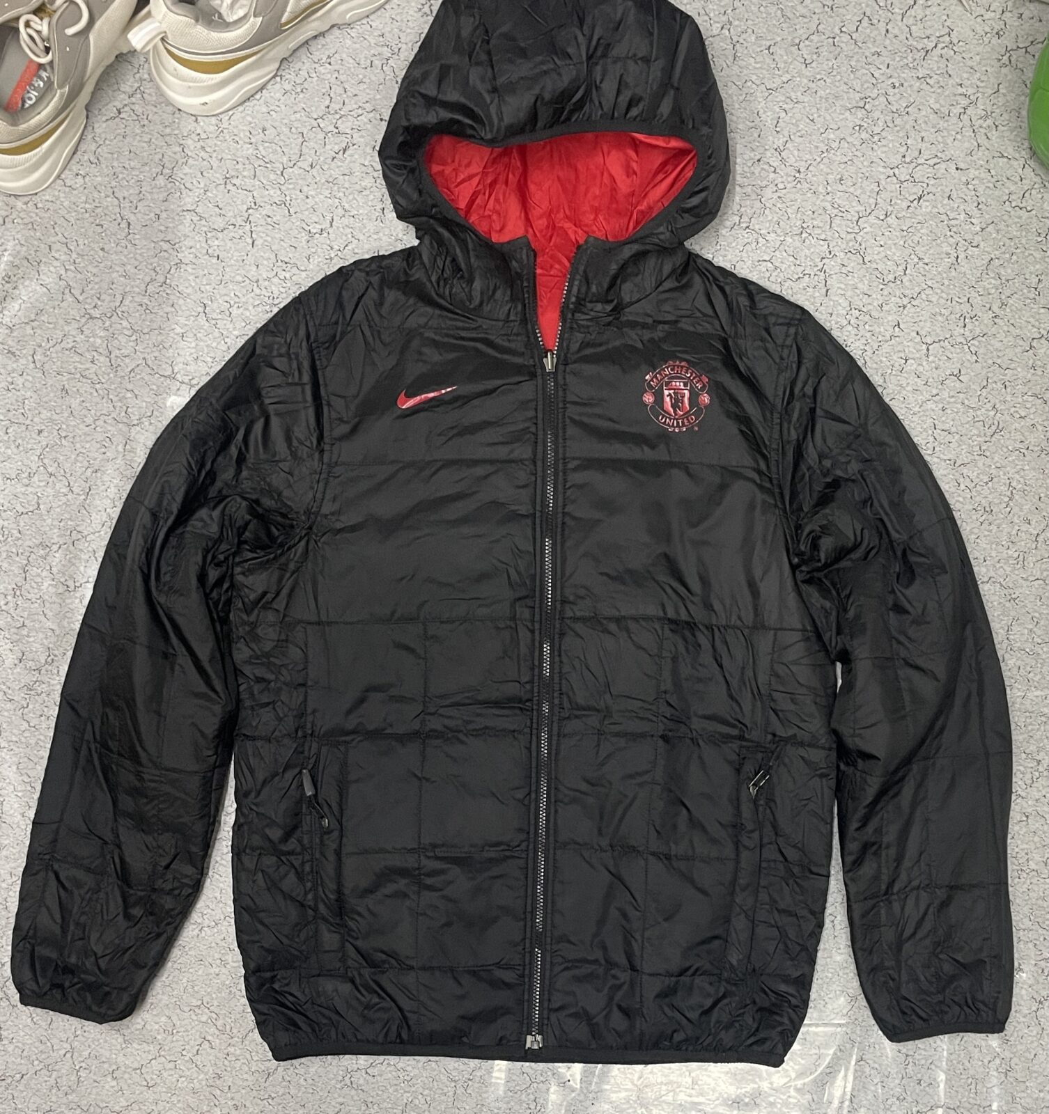 Nike Manchester Hoodie reverse Jacket red black size XL