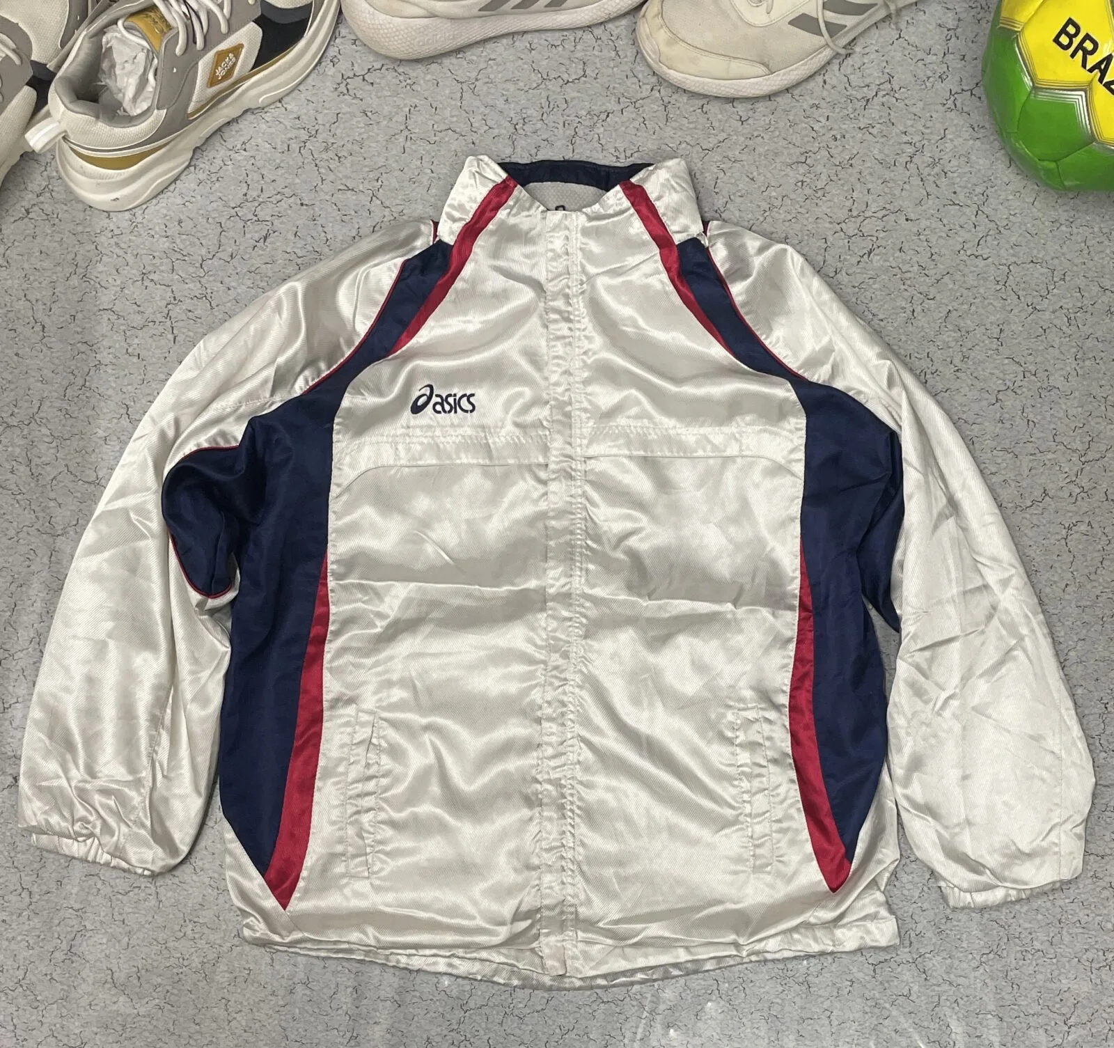 Asics winter Track Jacket loose silver shine size XL