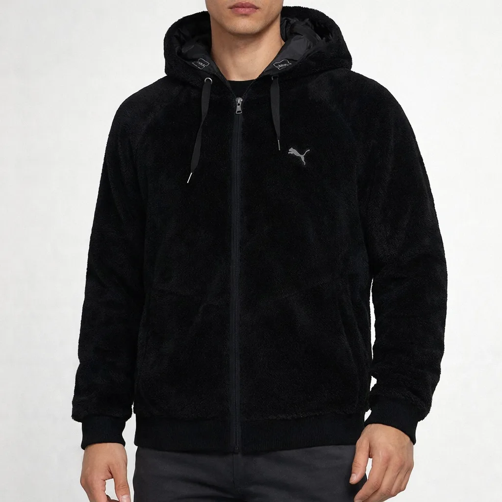 Puma Reversible Hooded Jacket Fleece Puffer Black Xl