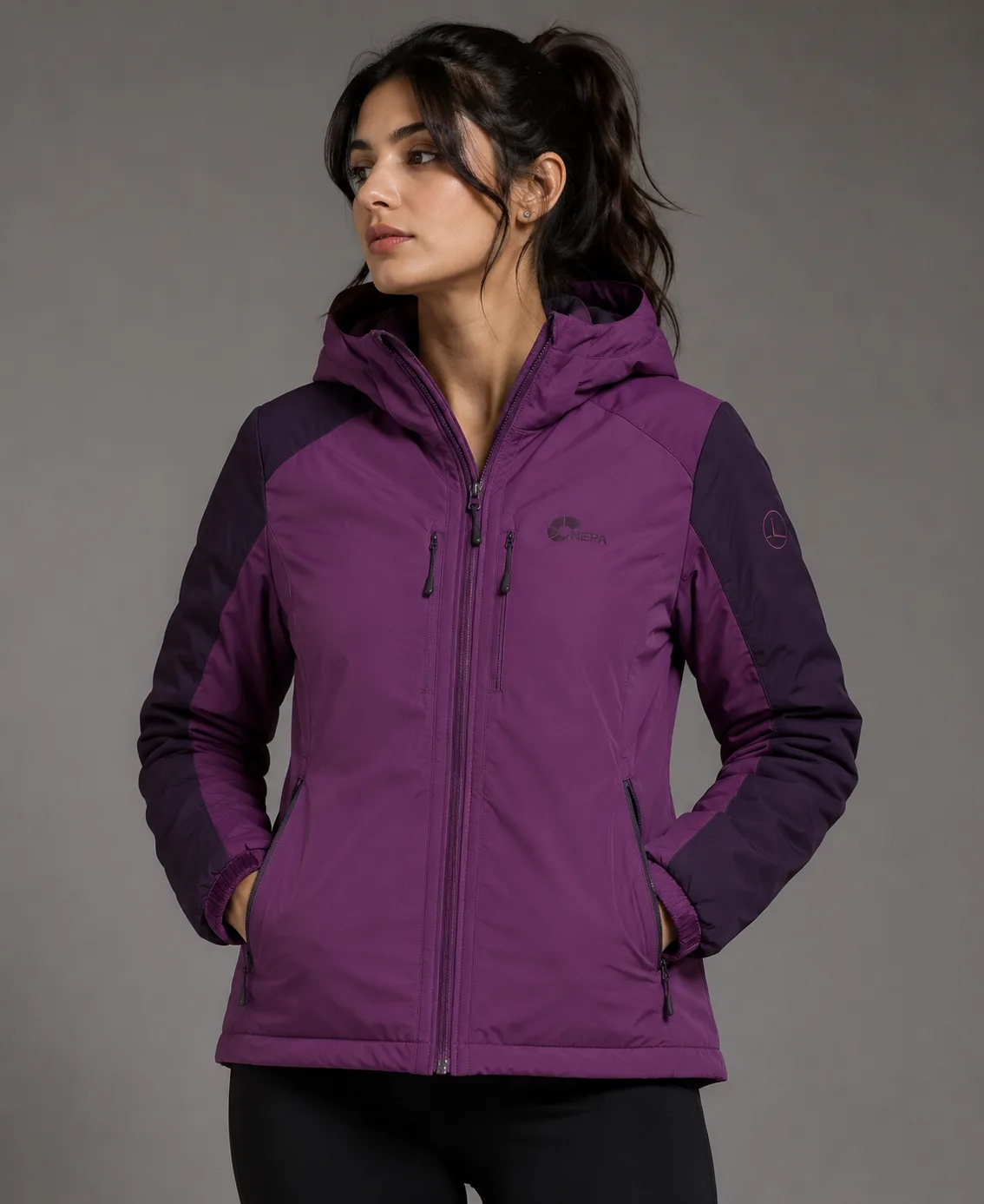 Nepa Nolimit Extreme Puffer Hooded Winter Jacket black Purple M