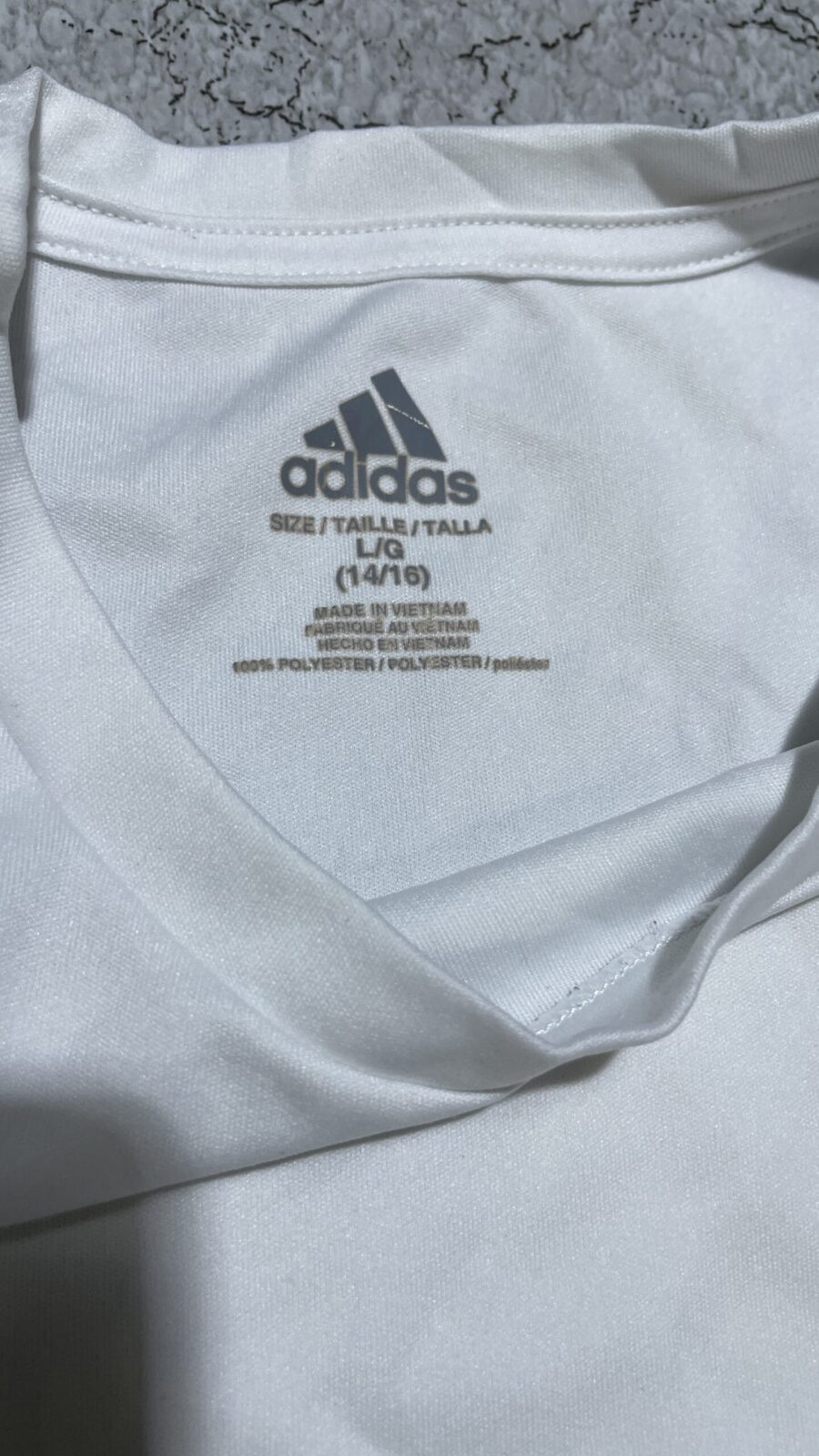 Adidas Men's White Crew-neck T-shirt With A Vertical Logo Size M