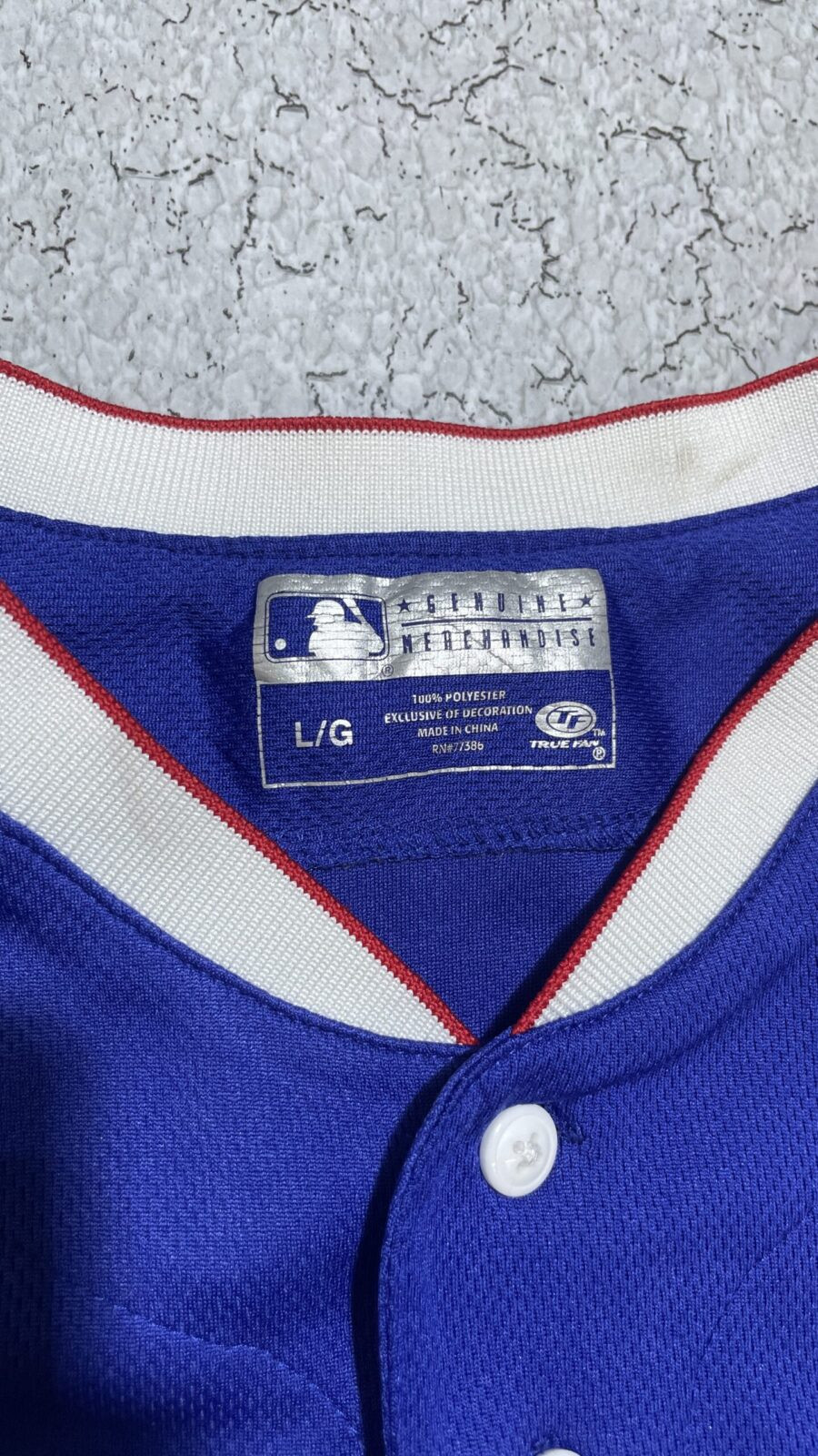 TEXAS RANGERS DYNASTY AUTHENTIC JERSEY SIZE L BLUE