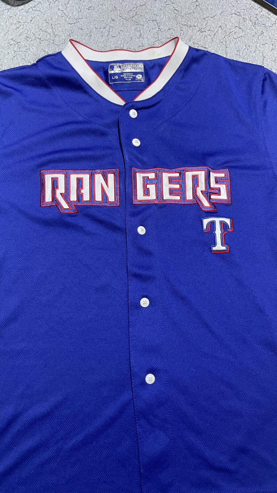 TEXAS RANGERS DYNASTY AUTHENTIC JERSEY SIZE L BLUE