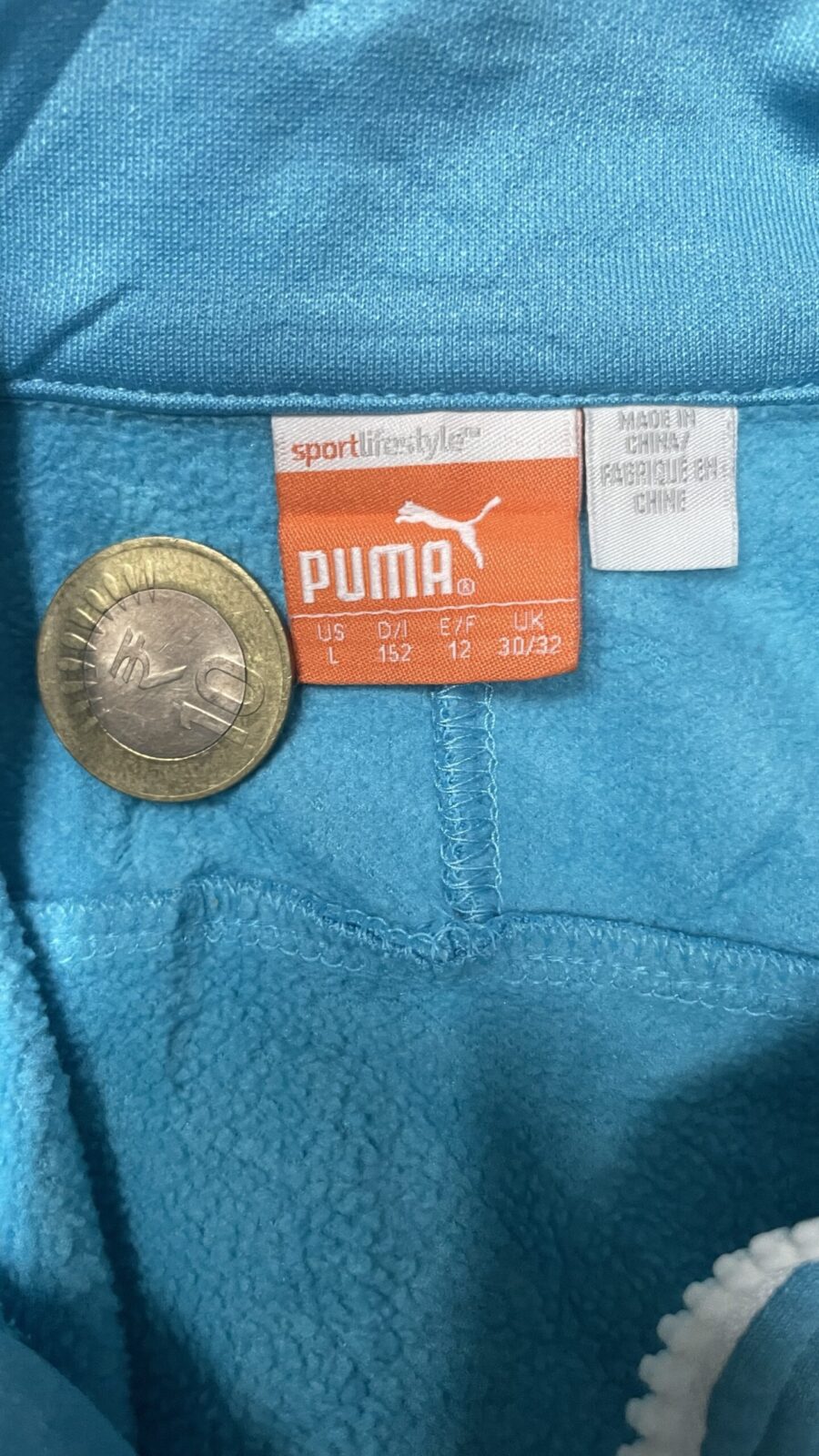 Puma half zip up tshirt sky blue size S