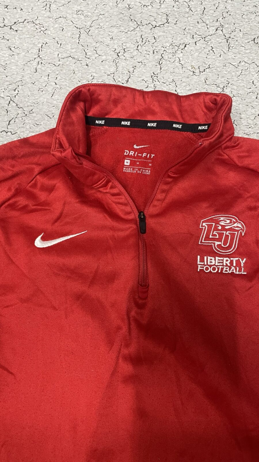Nike Liberty Football half zip up Track Tshirt Size M Red
