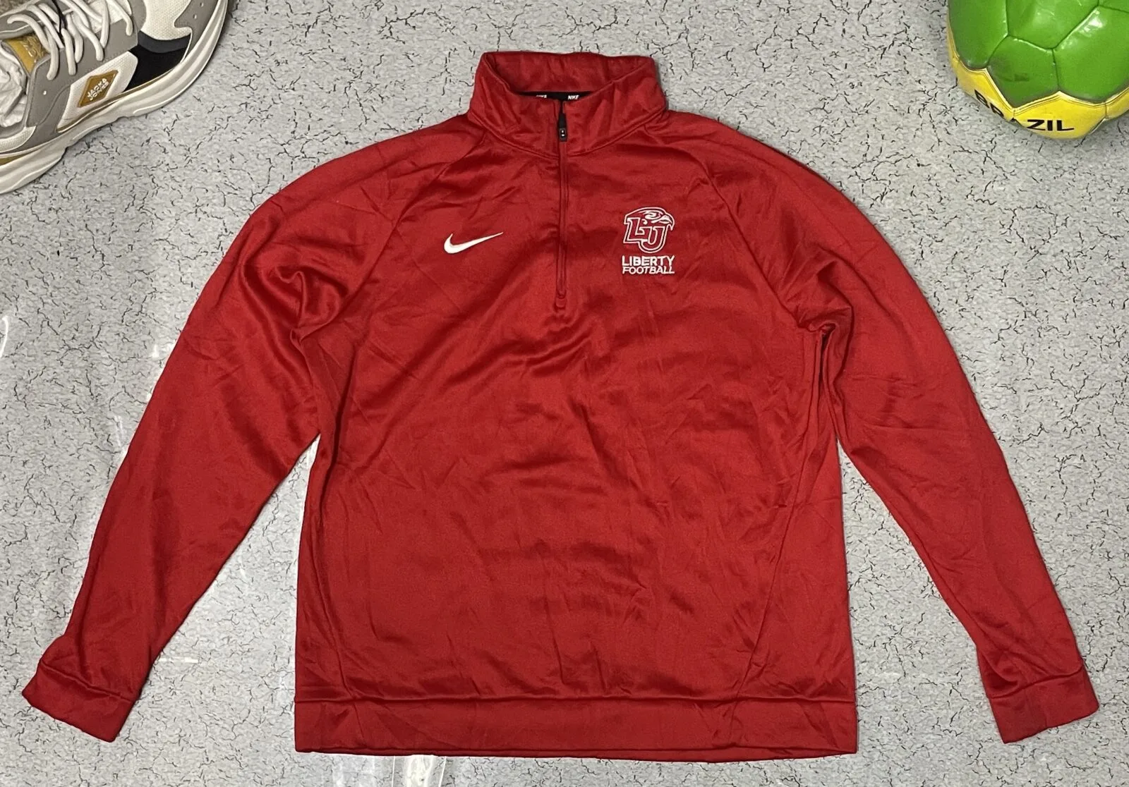 Nike Liberty Football half zip up Track Tshirt Size M Red