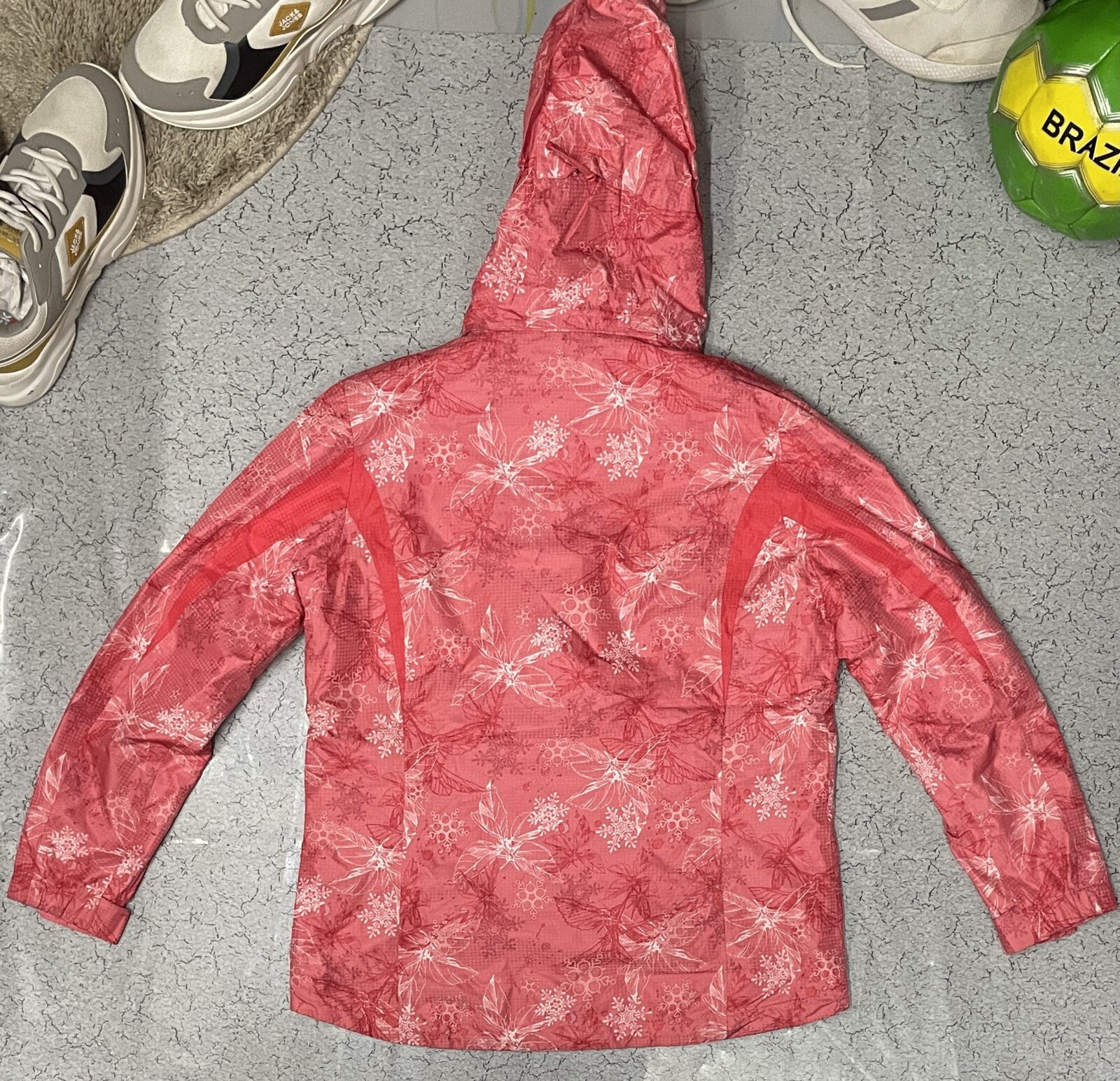 Crocodile Ladies Waterproof Hooded Jacket Orange Floral Size L
