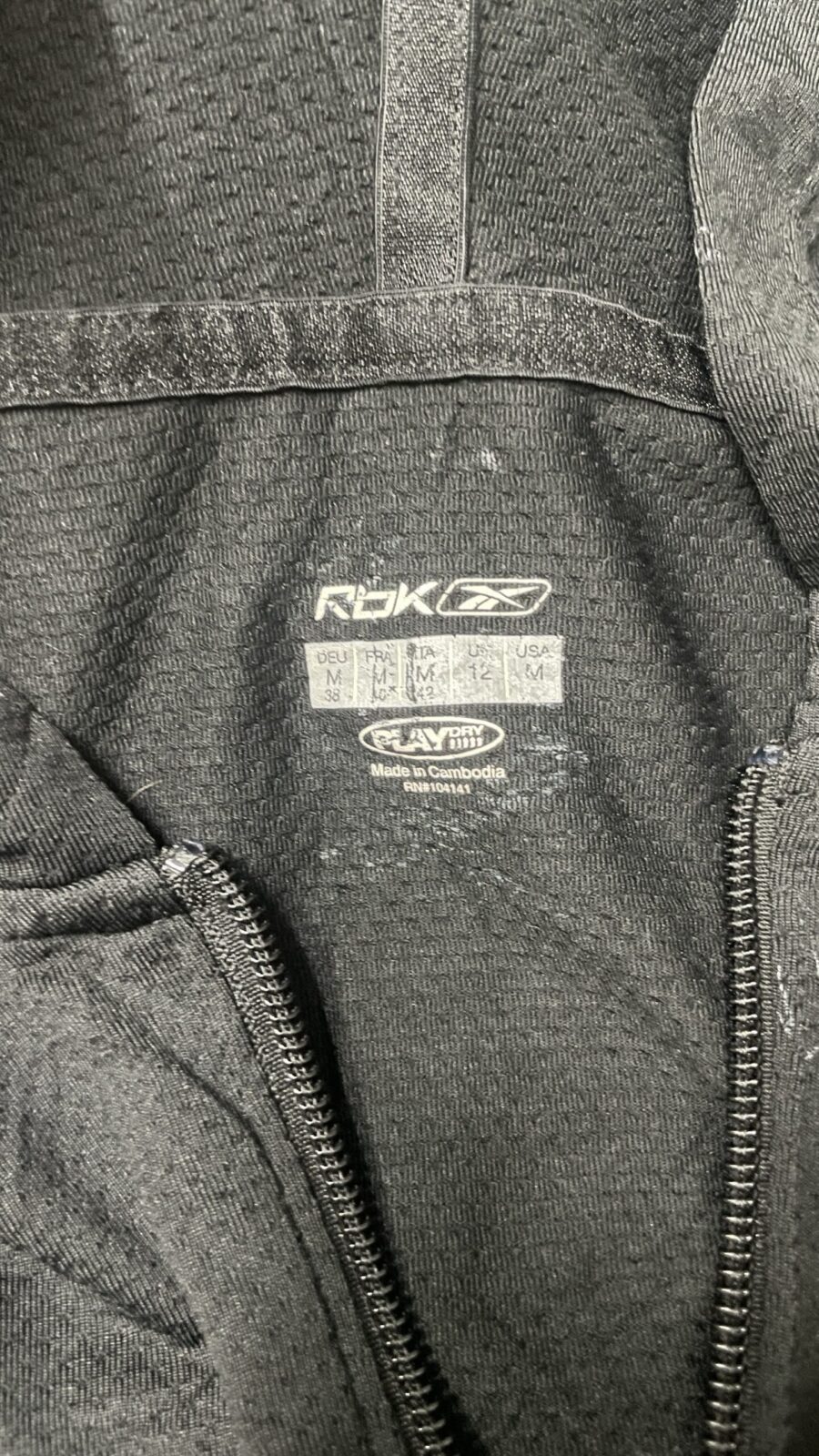 Reebok Play Dry hooded Track Jacket Black Size M