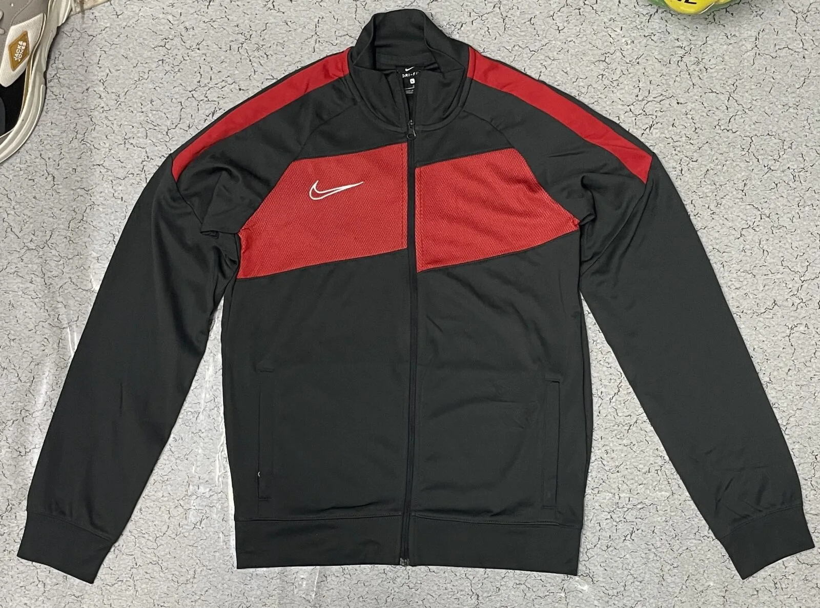 Nike Dri-FIT Track Jacket Black Red Slim Fit Zip-Up