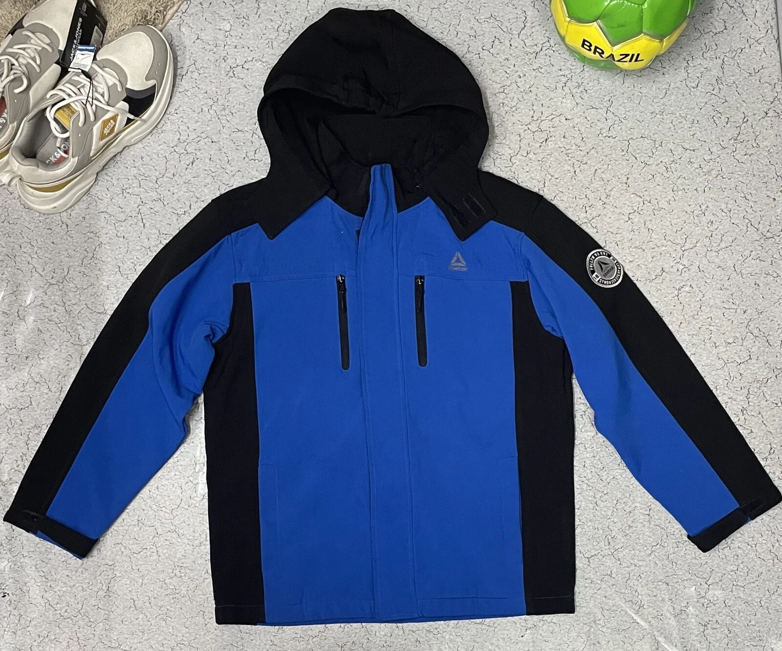 Reebok Blue Black Fleece Lined Jacket Size L