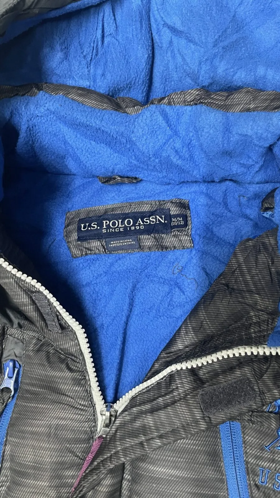 Us Polo Assn Puffer Hooded Jacket Dark Grey Waterproof S