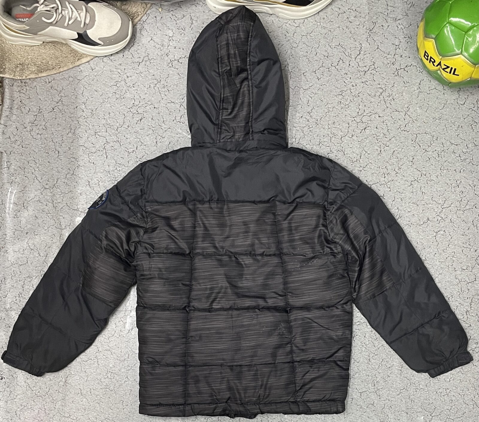 Us Polo Assn Puffer Hooded Jacket Dark Grey Waterproof S