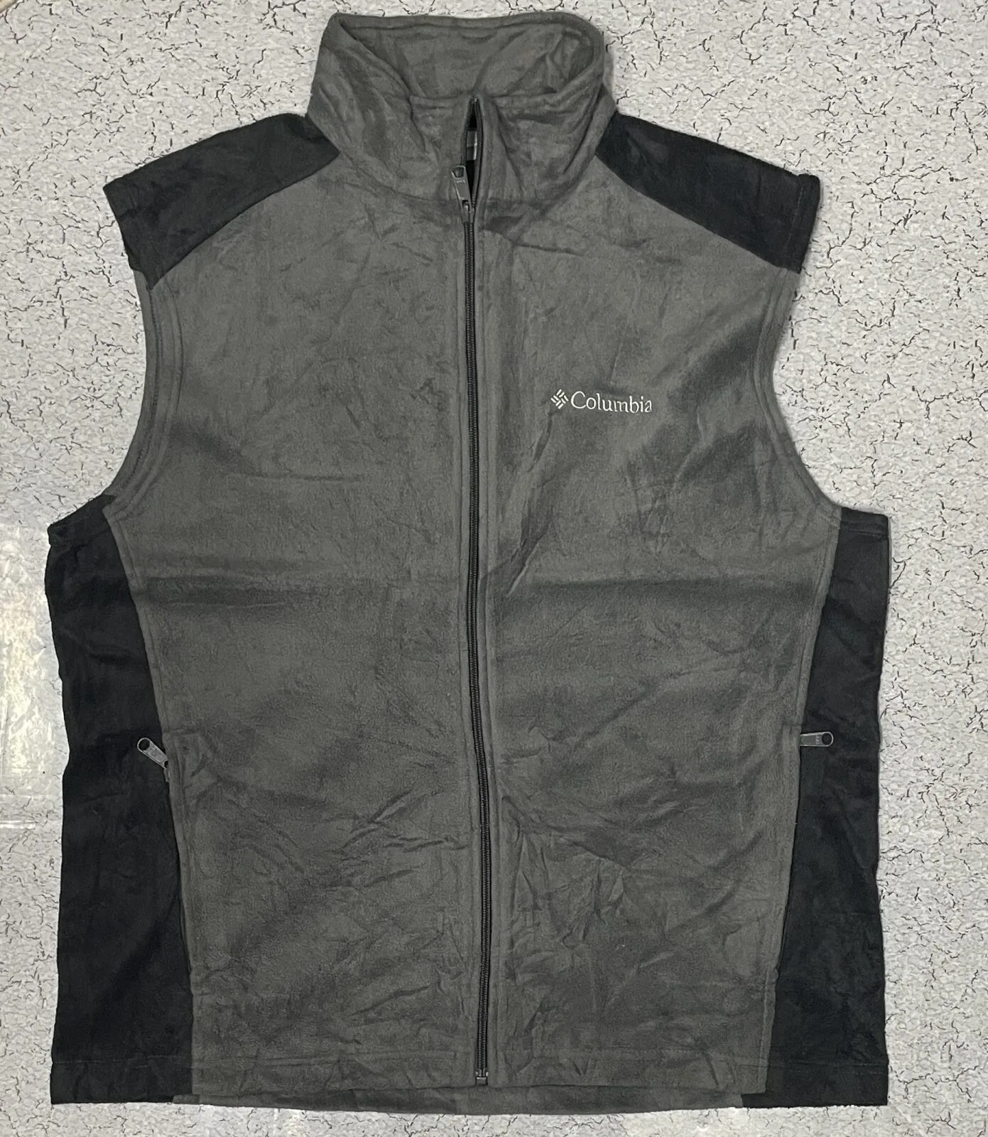 Columbia Men’s Sleeveless Fleece Winter Jacket Grey Black Size Xl