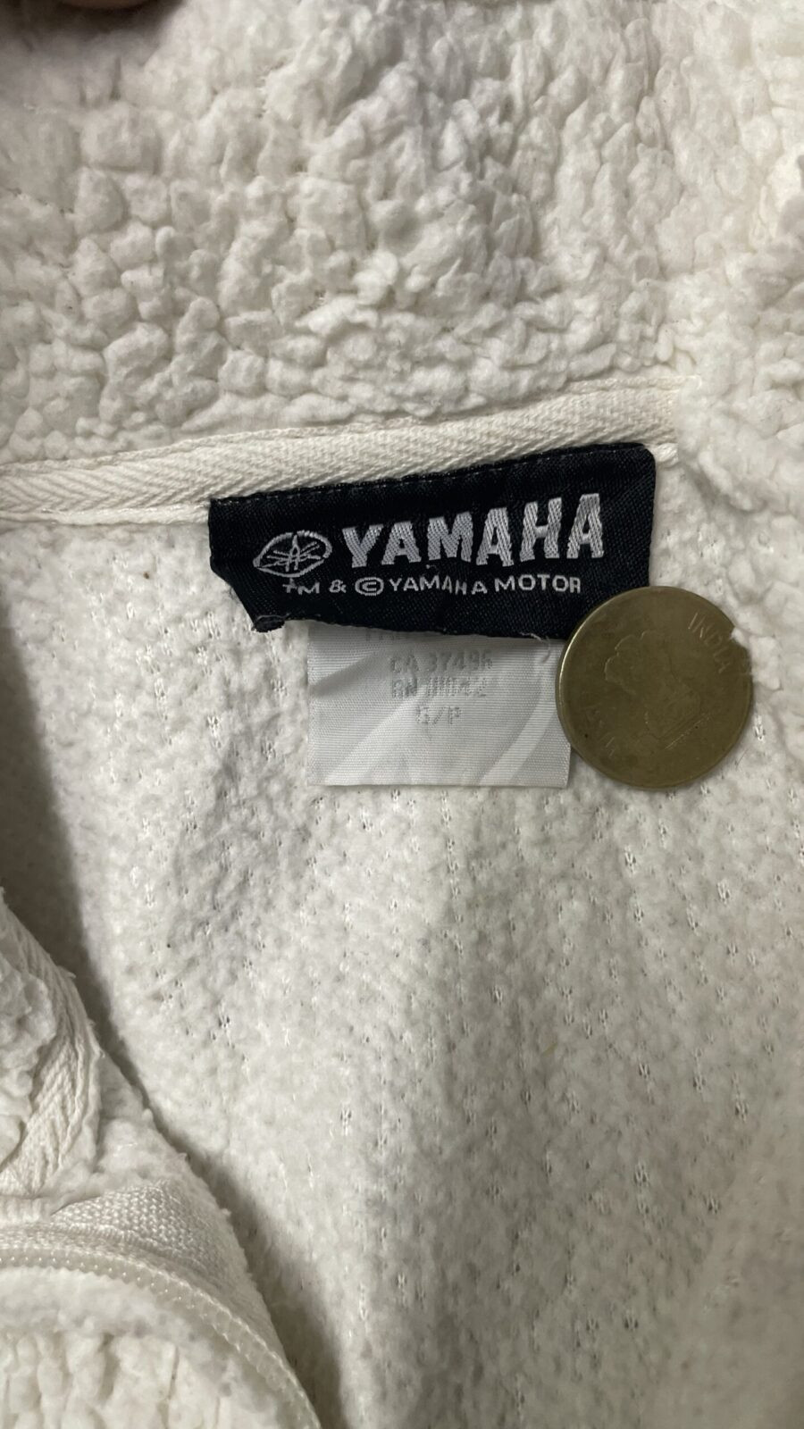 Yamaha Sherpa Fleece Jacket White Full Zip Women’s Winter Teddy Jacket Size S