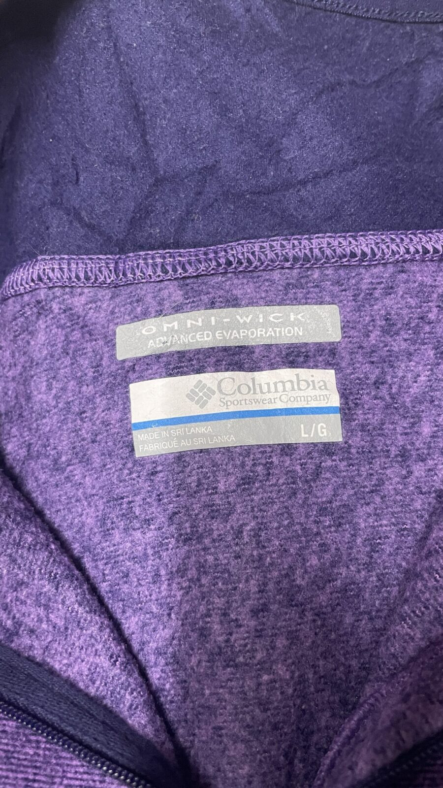 Columhia Omi Wick half zip up winter Sweater unisex purple size L