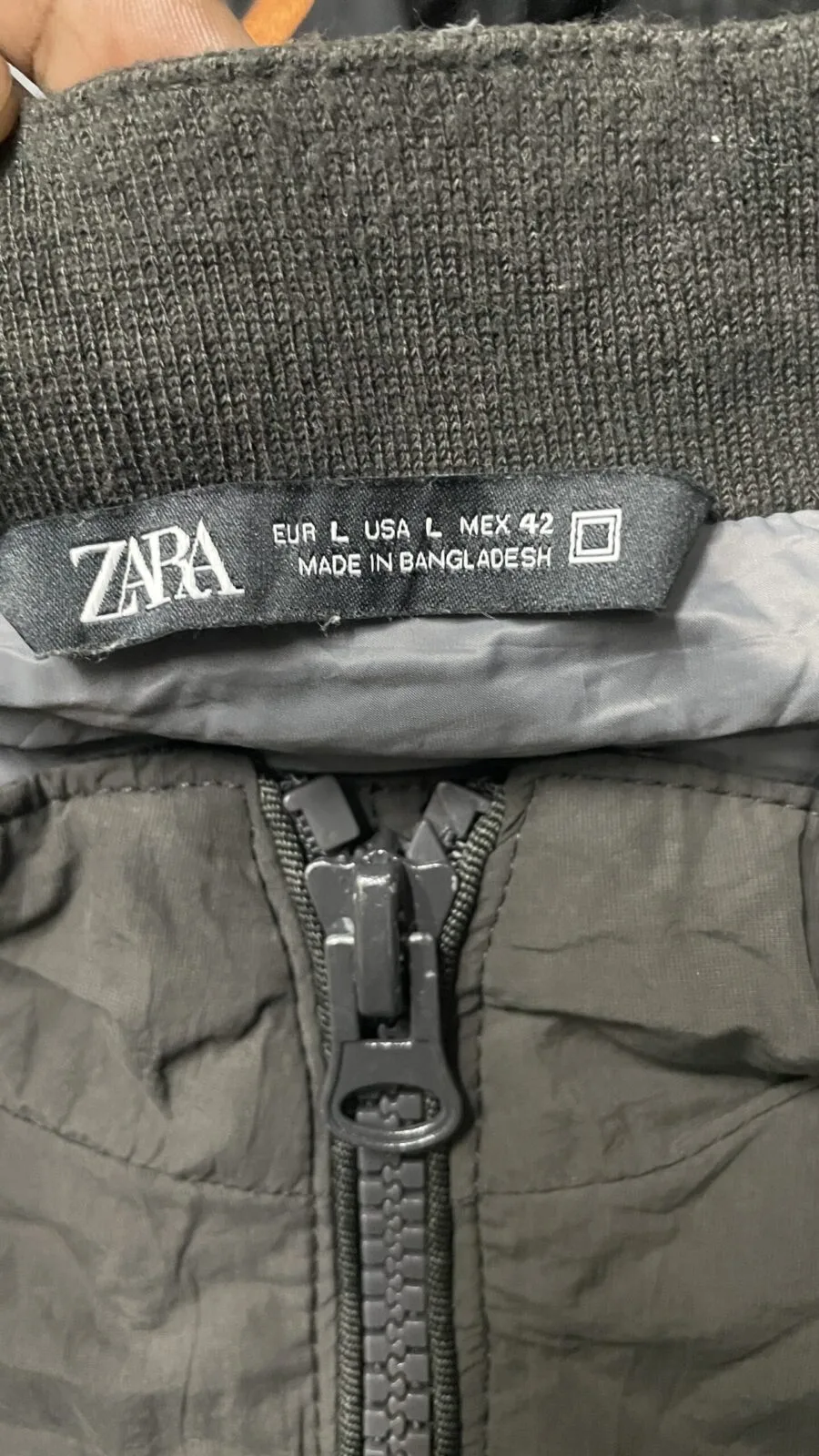 Zara Men’S Lightweight Winter Bomber Jacket Dark Grey Size Xl