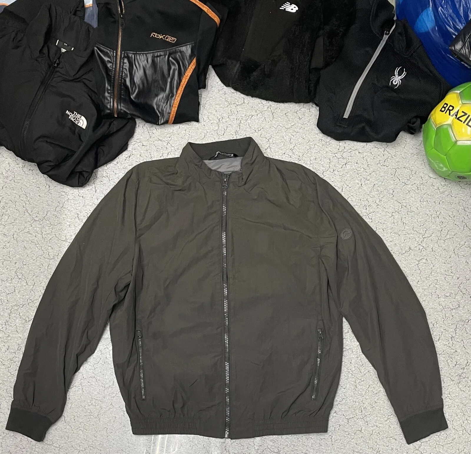 Zara Men’S Lightweight Winter Bomber Jacket Dark Grey Size Xl