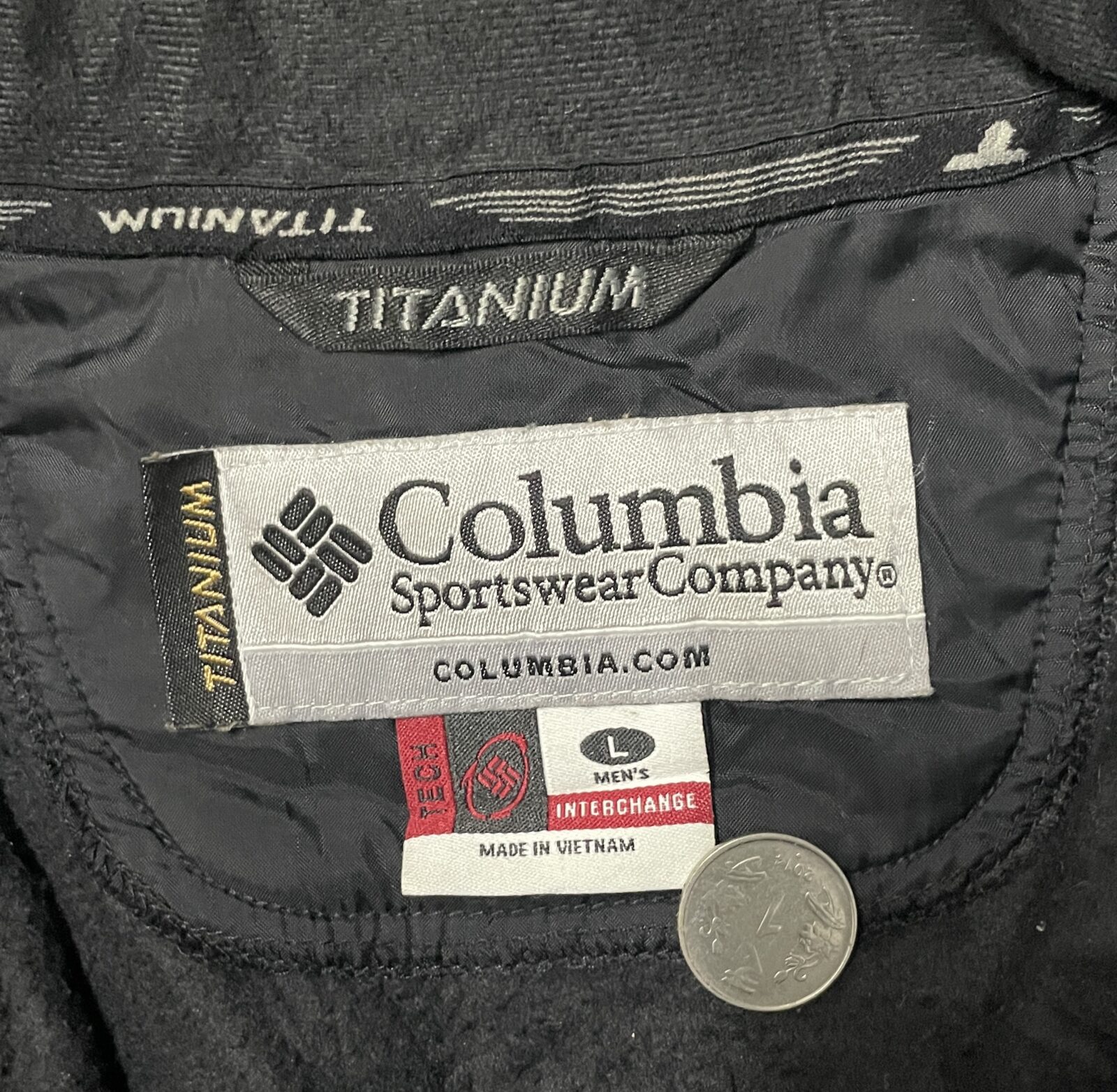 COLUMBIA TITANIUM INTERCHANGE FLEECE PUFFER WINTER JACKET BLACK SIZE XXL