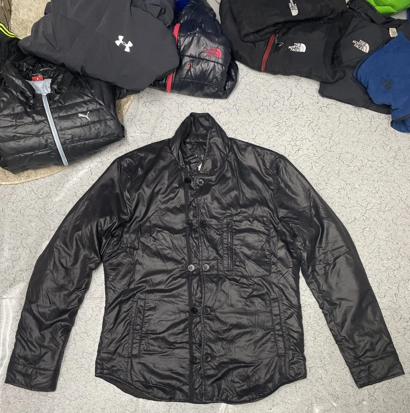 Armani Jeans Puffer Button Jacket Lite Weight black size Xl