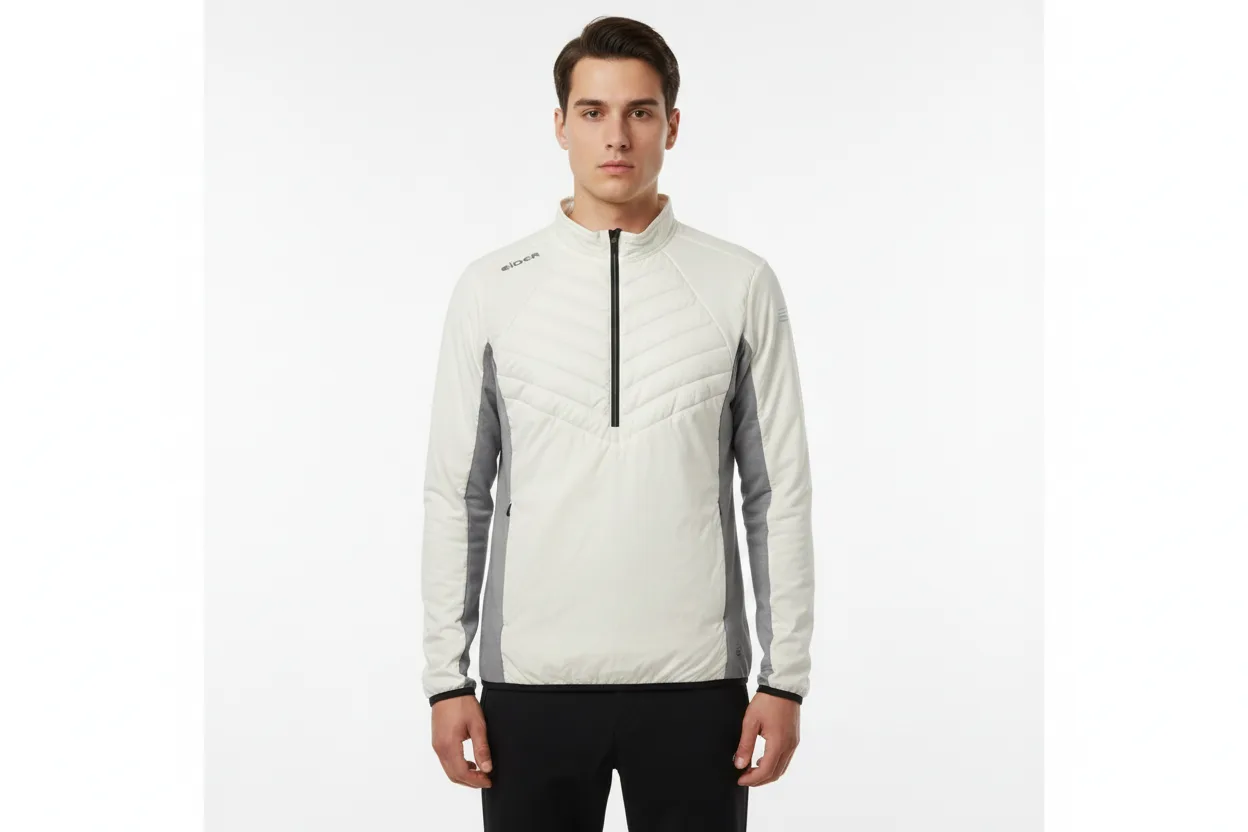 Eider Hybrid Insulated Half Zip Pullover Jacket White/Grey-M