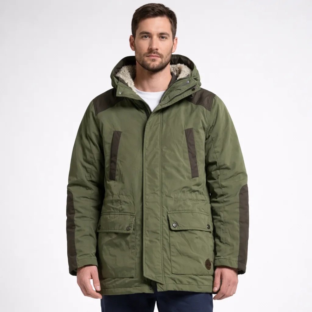 Nii Hooded Parka Winter Jacket Olive Green Size L