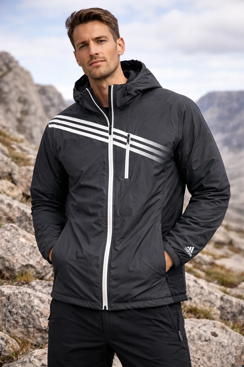 Adidas Track Jacket 3 Stripes Grey Size L