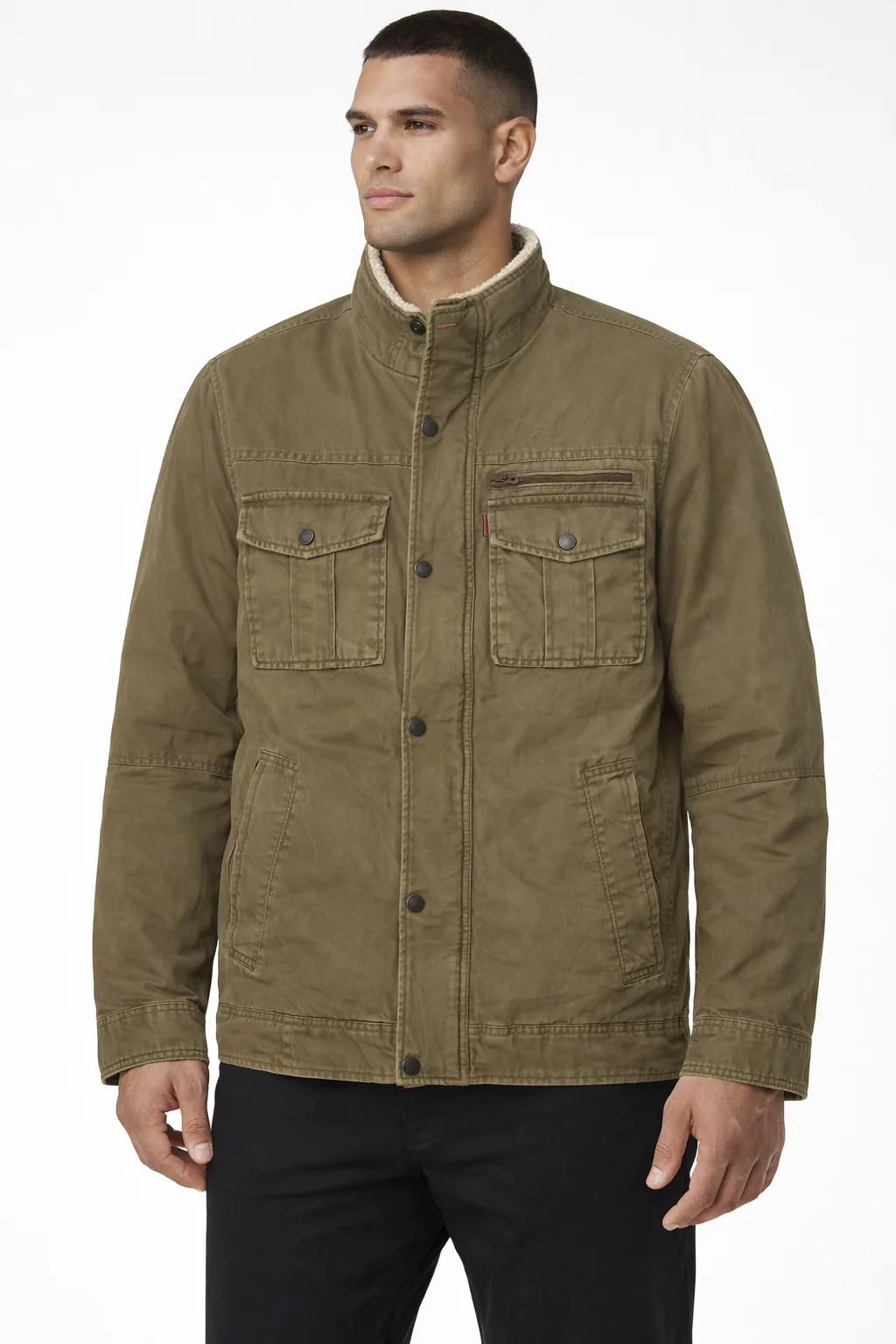 Levi’s Olive Green Utility Jacket with Sherpa Collar Size L