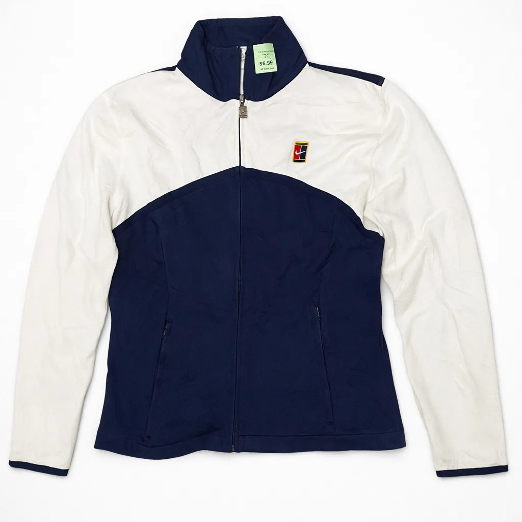 Nike Women’s Track Jacket White & Navy | Lightweight Size S