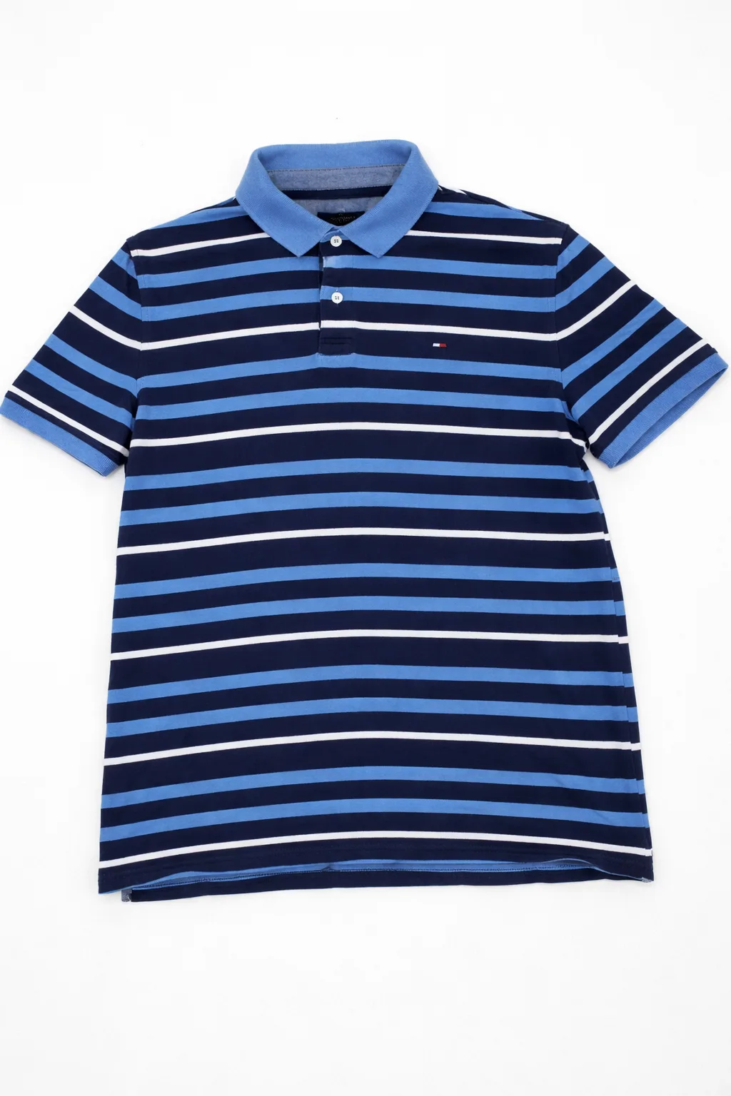 Tommy Hilfiger Men’s Striped Polo T-Shirt Navy & Blue L