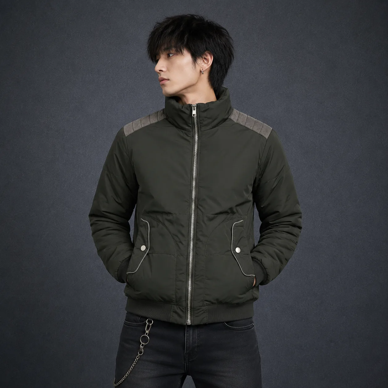 Zara Men Olive Green Bomber jacket size XL