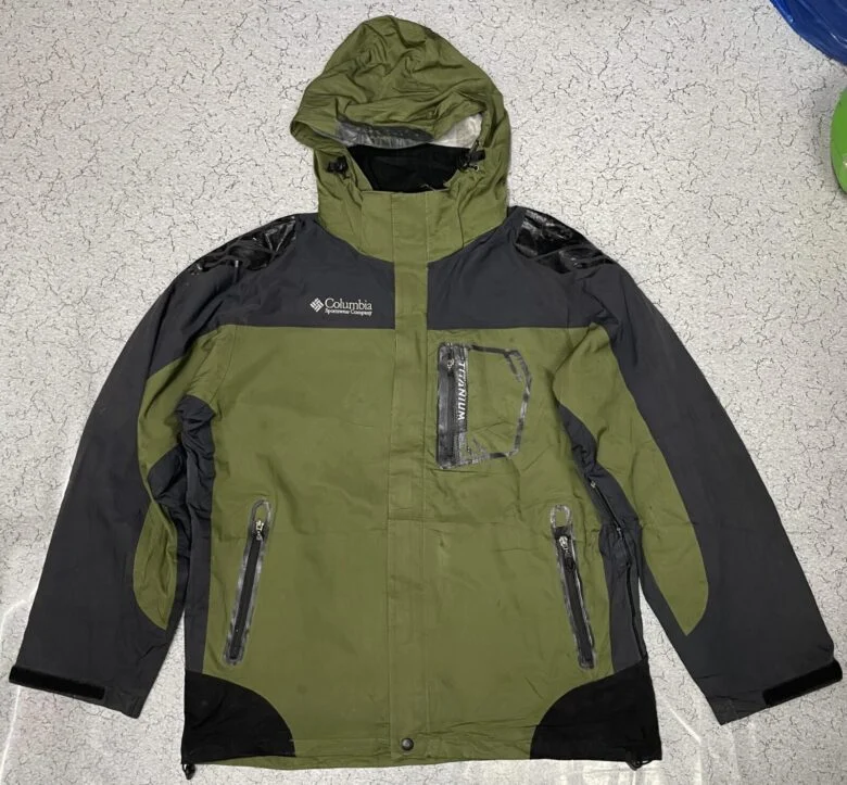 Columbia Titanium Hooded Winter Jacket Size Xl Green Black