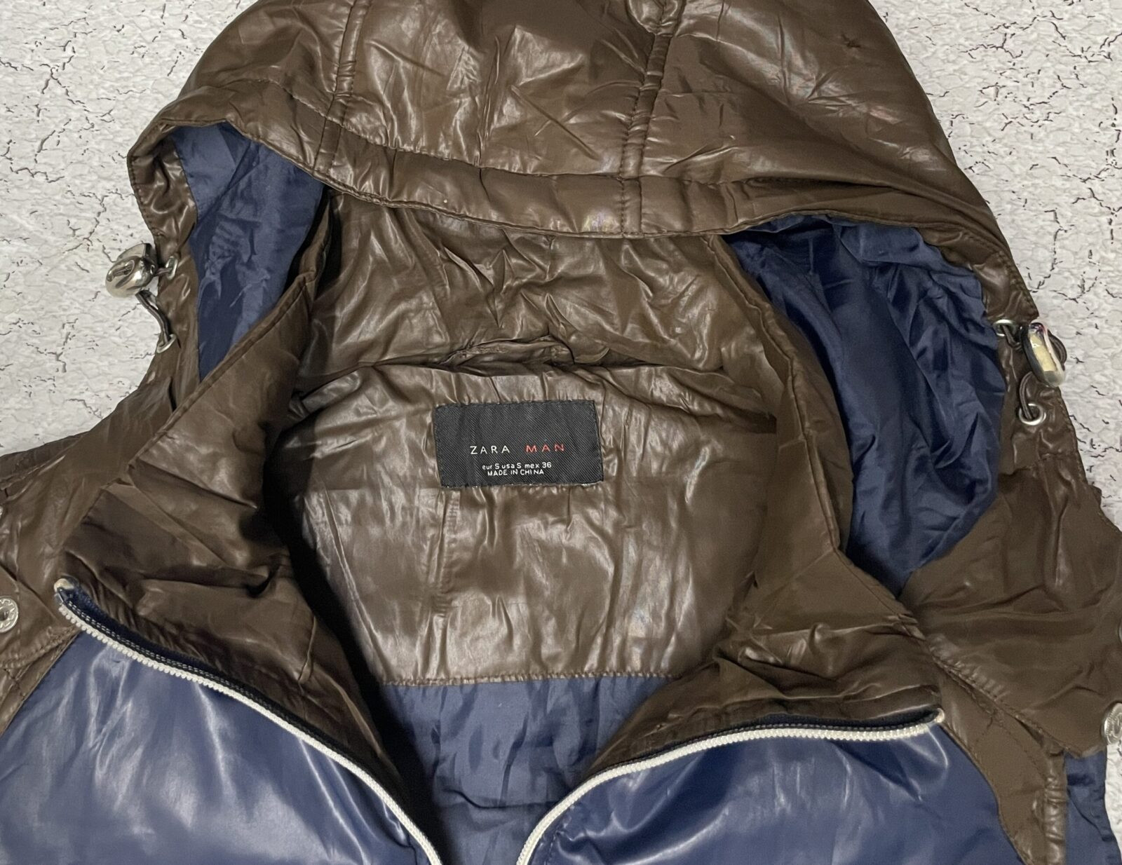 Zara Man Hooded Puffer Vest Brown M
