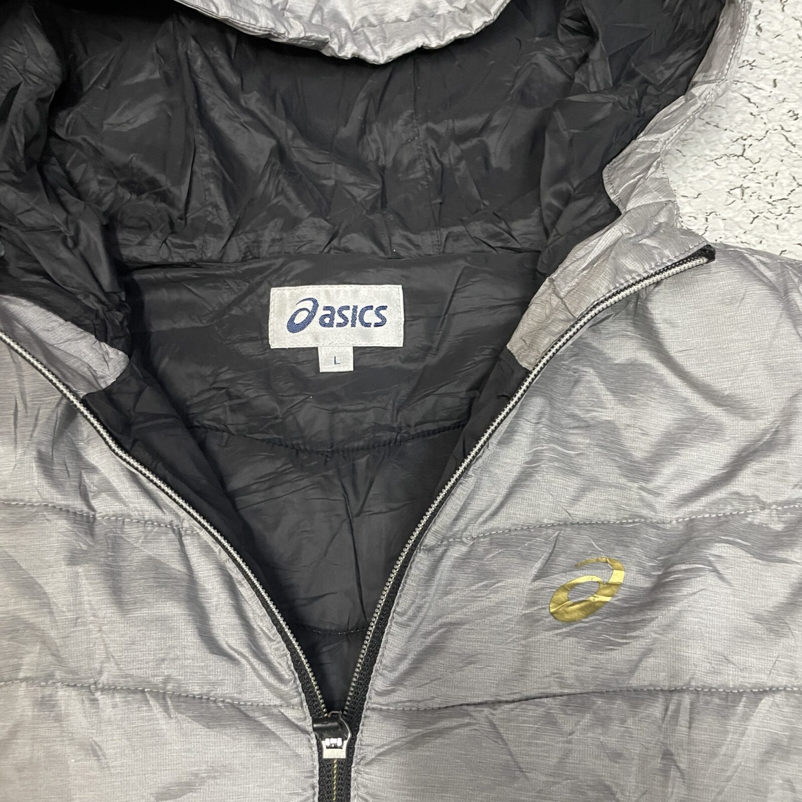 Asics Hooded Puffer Winter Jacket Grey S