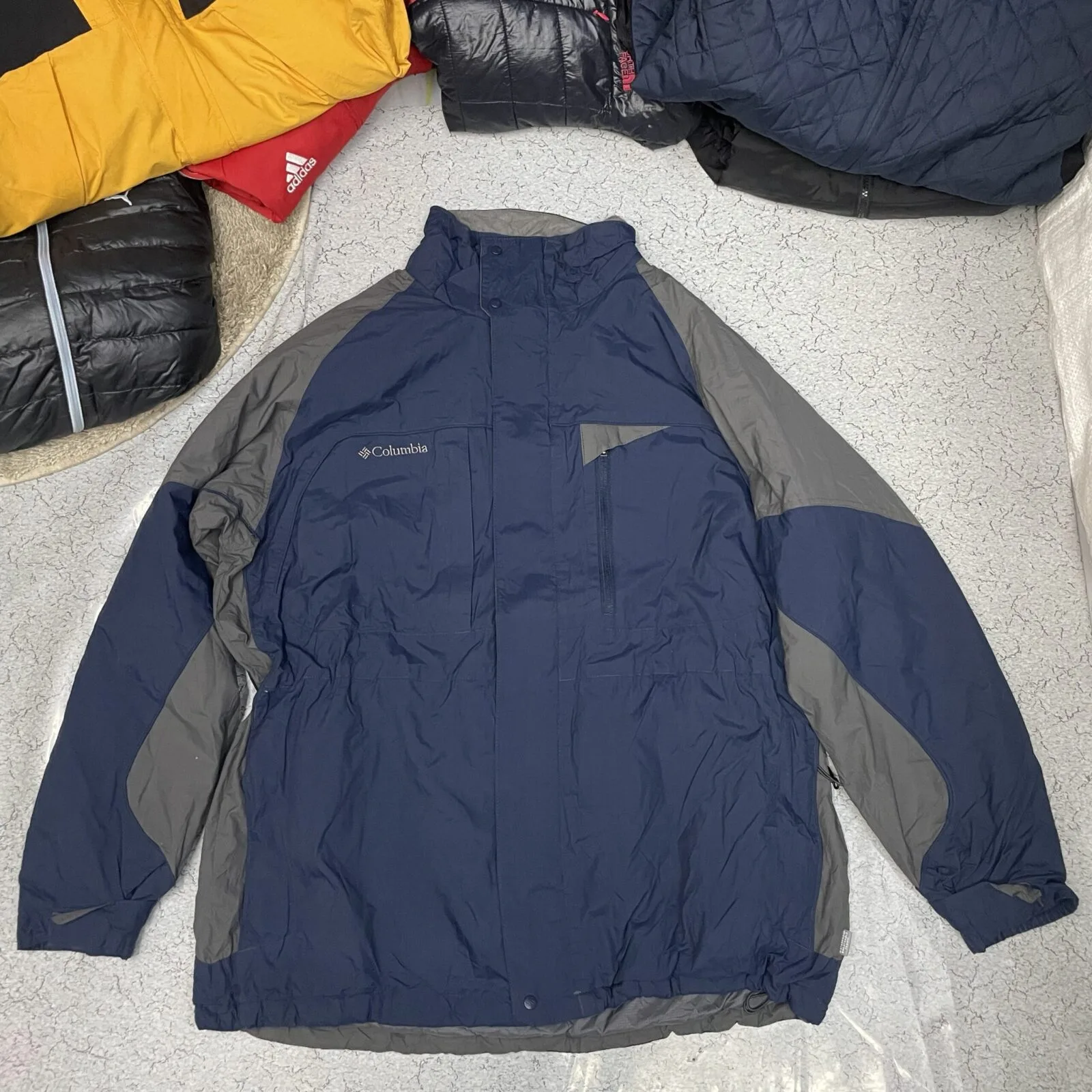 Columbia Insulated Navy Blue Grey Outdoor Cold Weather Jacket -XXL
