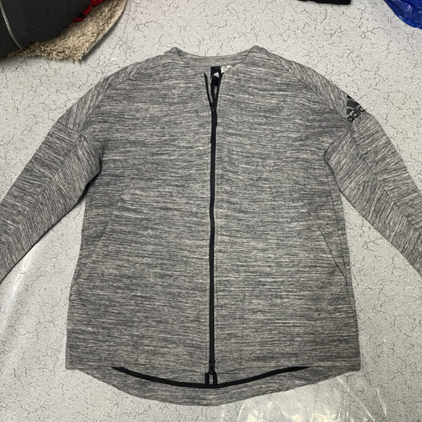 Adidas Athletics Heather Knit Full Zip Training Jacket Grey –XL