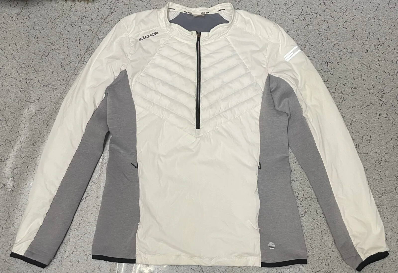 Eider Hybrid Insulated Half Zip Pullover Jacket White/Grey-M