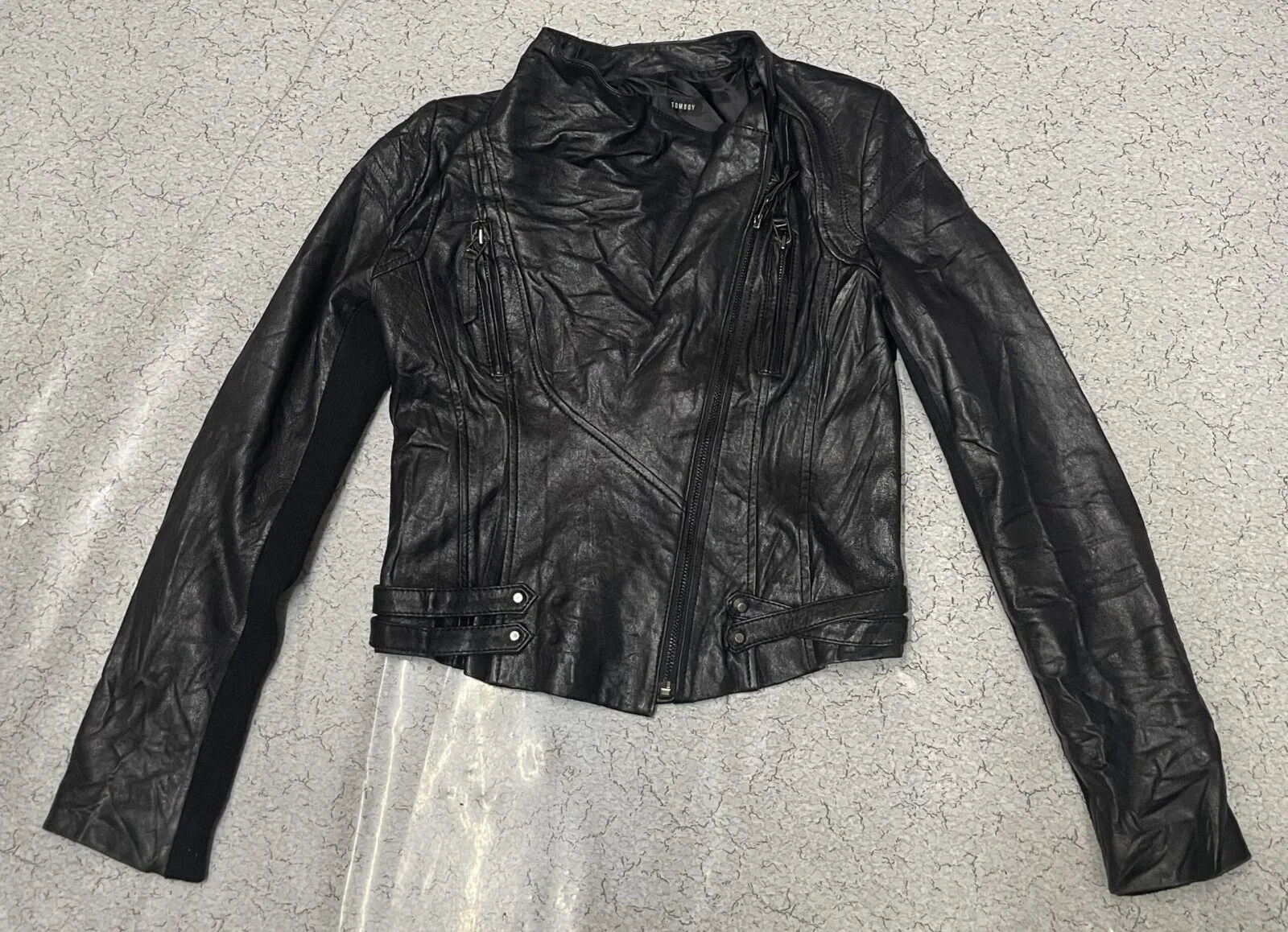 Tomboy Women’s Black Faux Leather Biker Jacket Stylish Slim Fit Moto