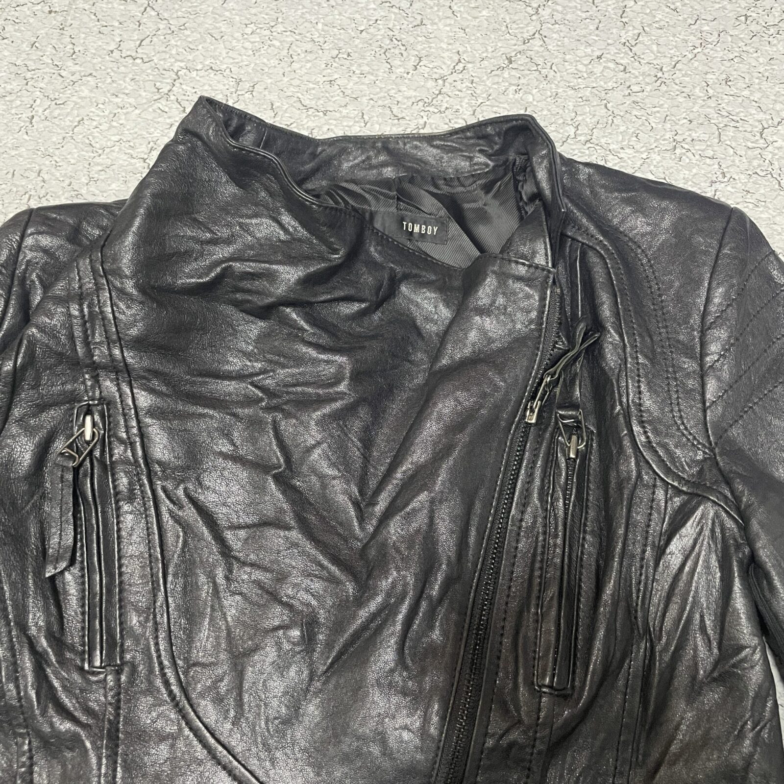 Tomboy Women’s Black Faux Leather Biker Jacket Stylish Slim Fit Moto