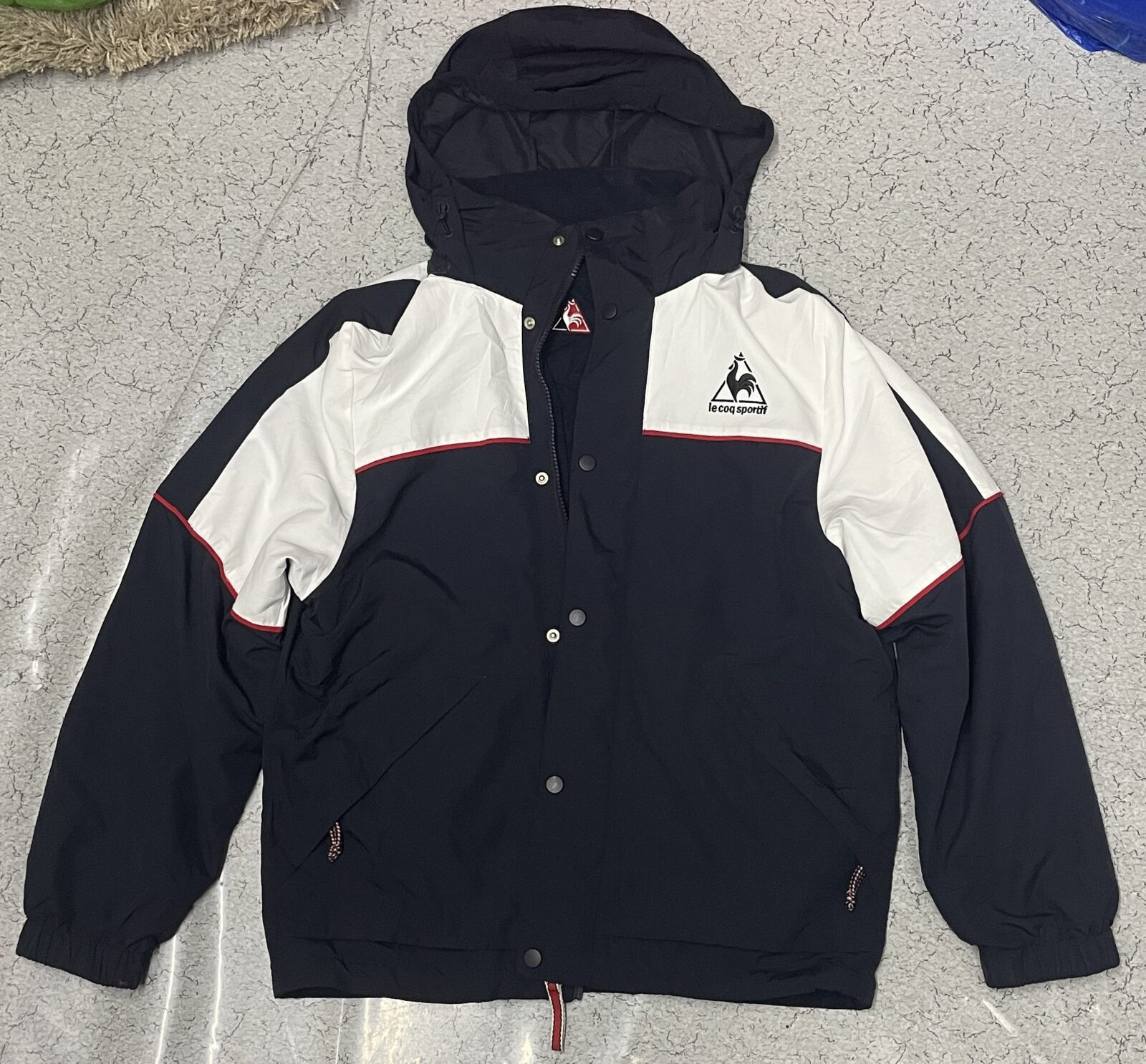 Le Coq Sportif Puffer Reversible Hooded Winter Jacket - L