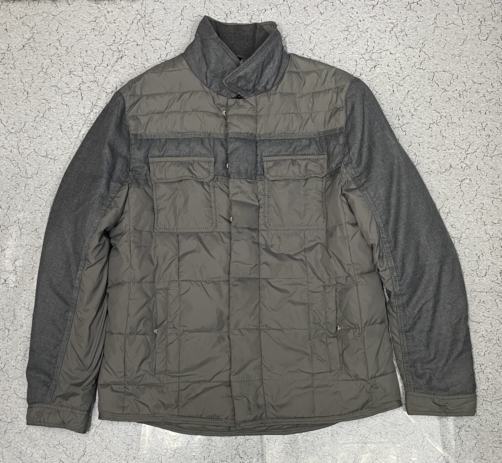 Zara Man Quilted Hybrid Contrast Wool Sleeve Shoulder Warm Xl