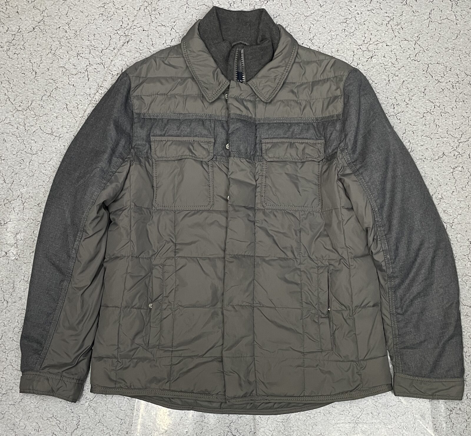 Zara Man Quilted Hybrid Contrast Wool Sleeve Shoulder Warm Xl