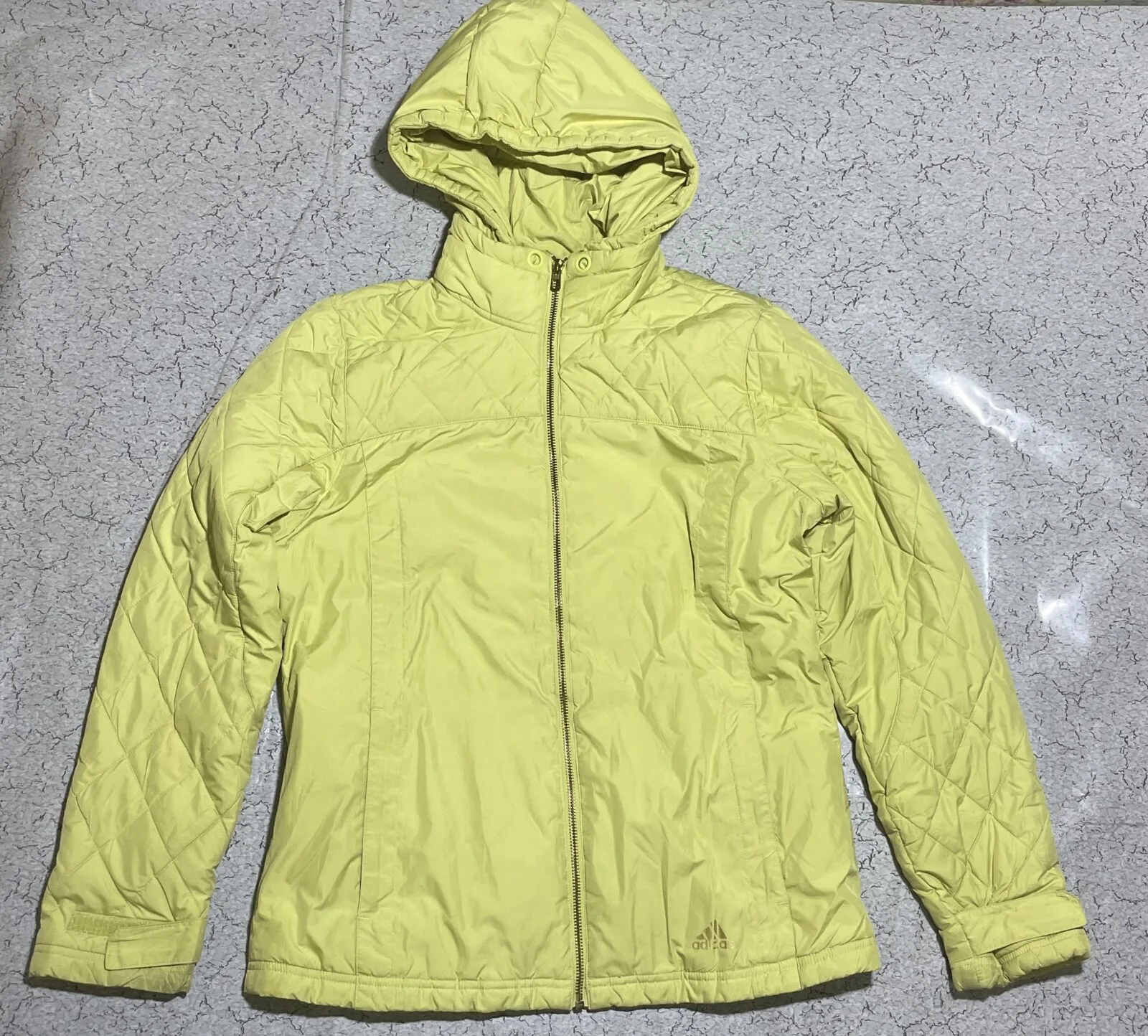 Adidas Yellow Quilted Hooded Winter Jacket-M
