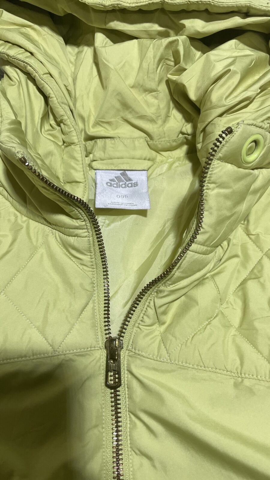 Adidas Yellow Quilted Hooded Winter Jacket-M