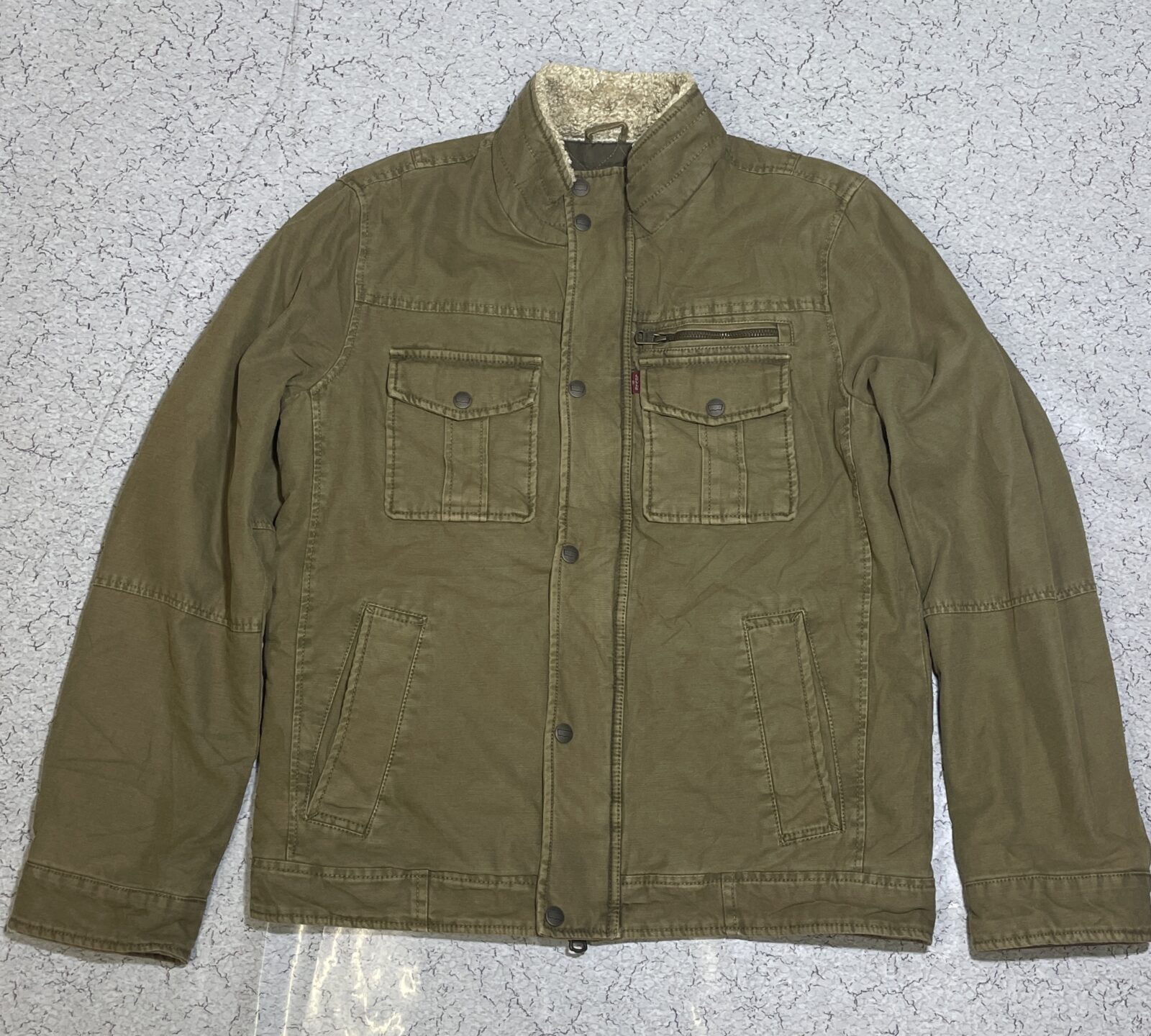 Levi’s Olive Green Utility Jacket with Sherpa Collar Size L