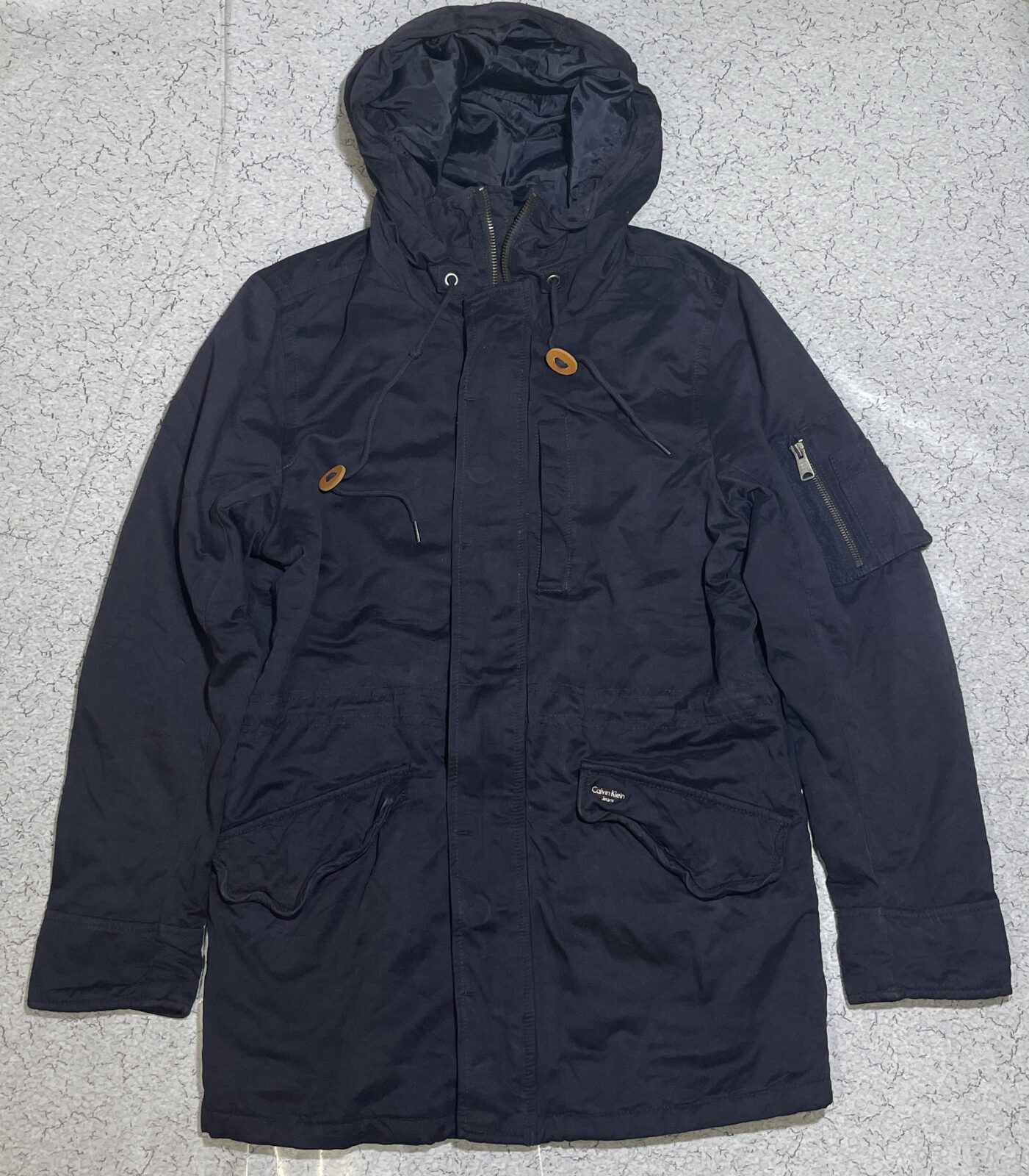 Calvin Klein Jeans Navy Blue Hooded Parka Jacket – L