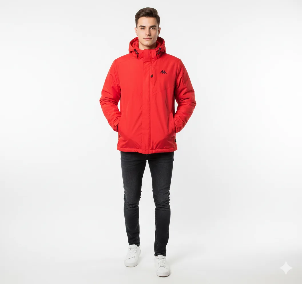 Kappa Red Hooded Windbreaker Jacket LiteWeight L