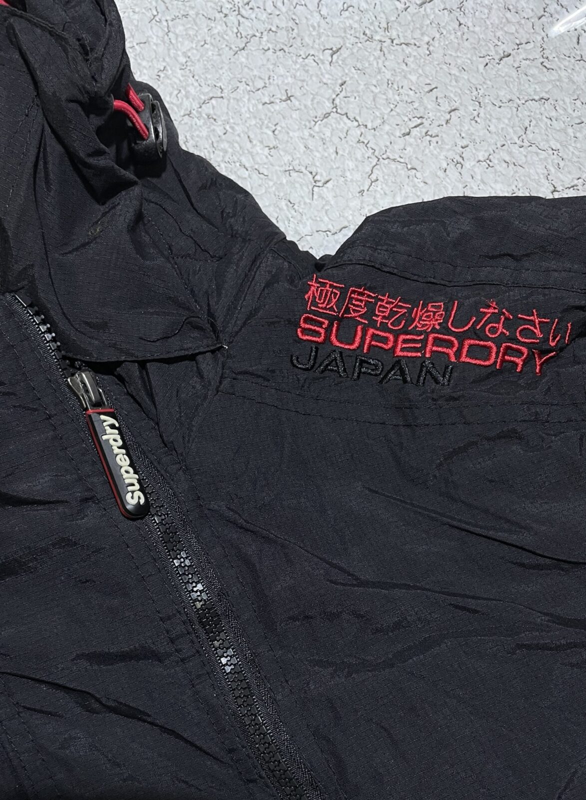 Superdry Windbomber Black Red  Hooded Winter Jacket M
